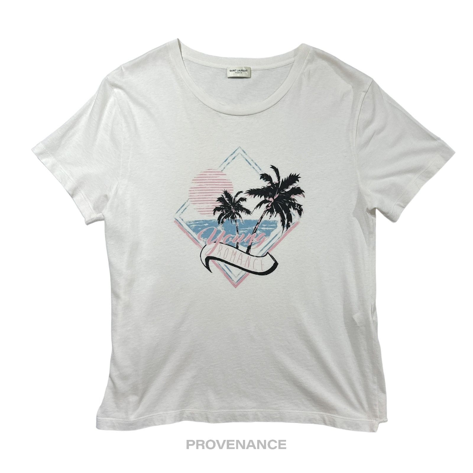 image of Saint Laurent Paris Slp T Shirt - Young Romance M in White, Men's (Size Medium)