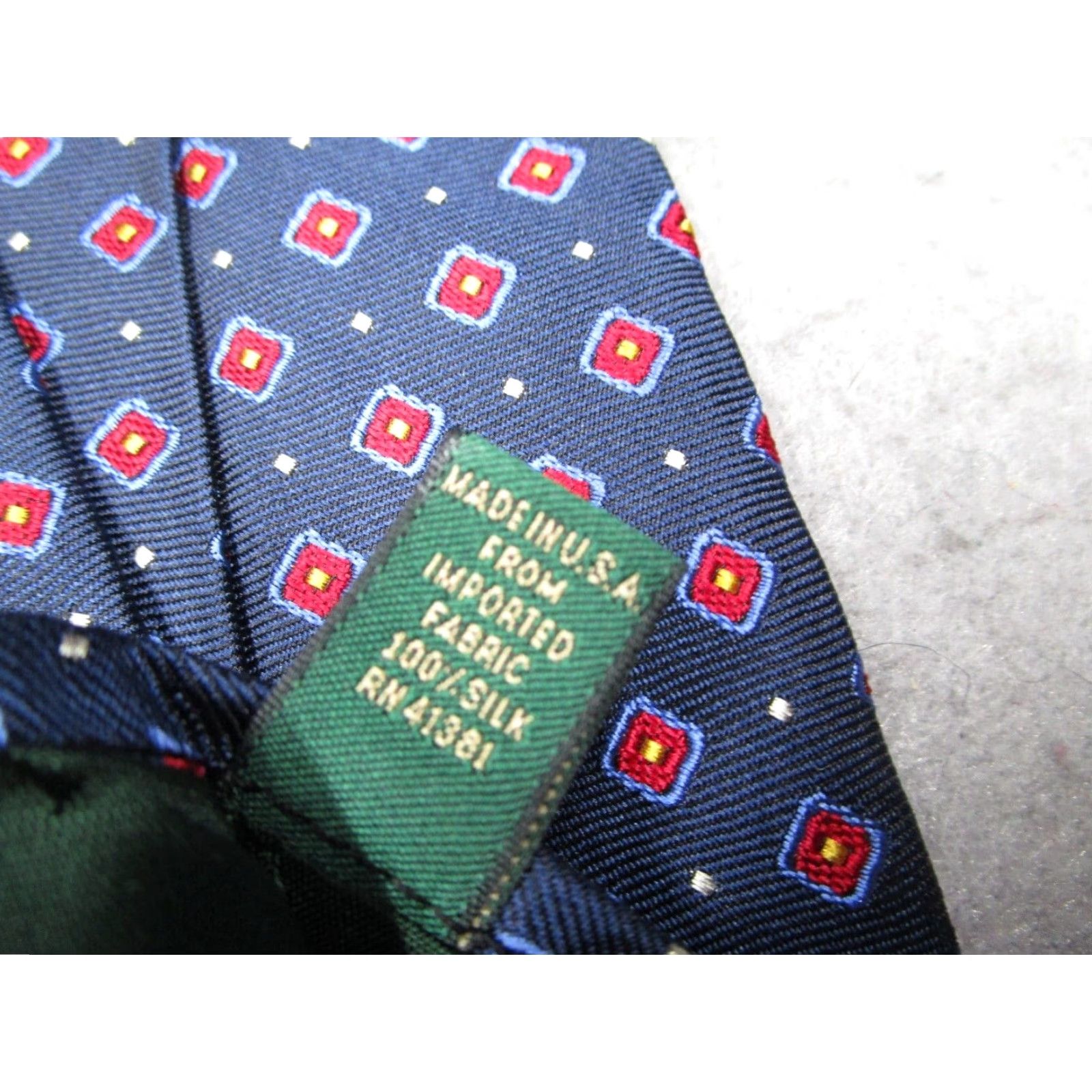 Ralph Lauren VINTAGE Lauren Ralph Lauren Men's Blue Silk Neck Tie Geometric Abstract Classic Work Made in USA Size ONE SIZE - 4 Thumbnail