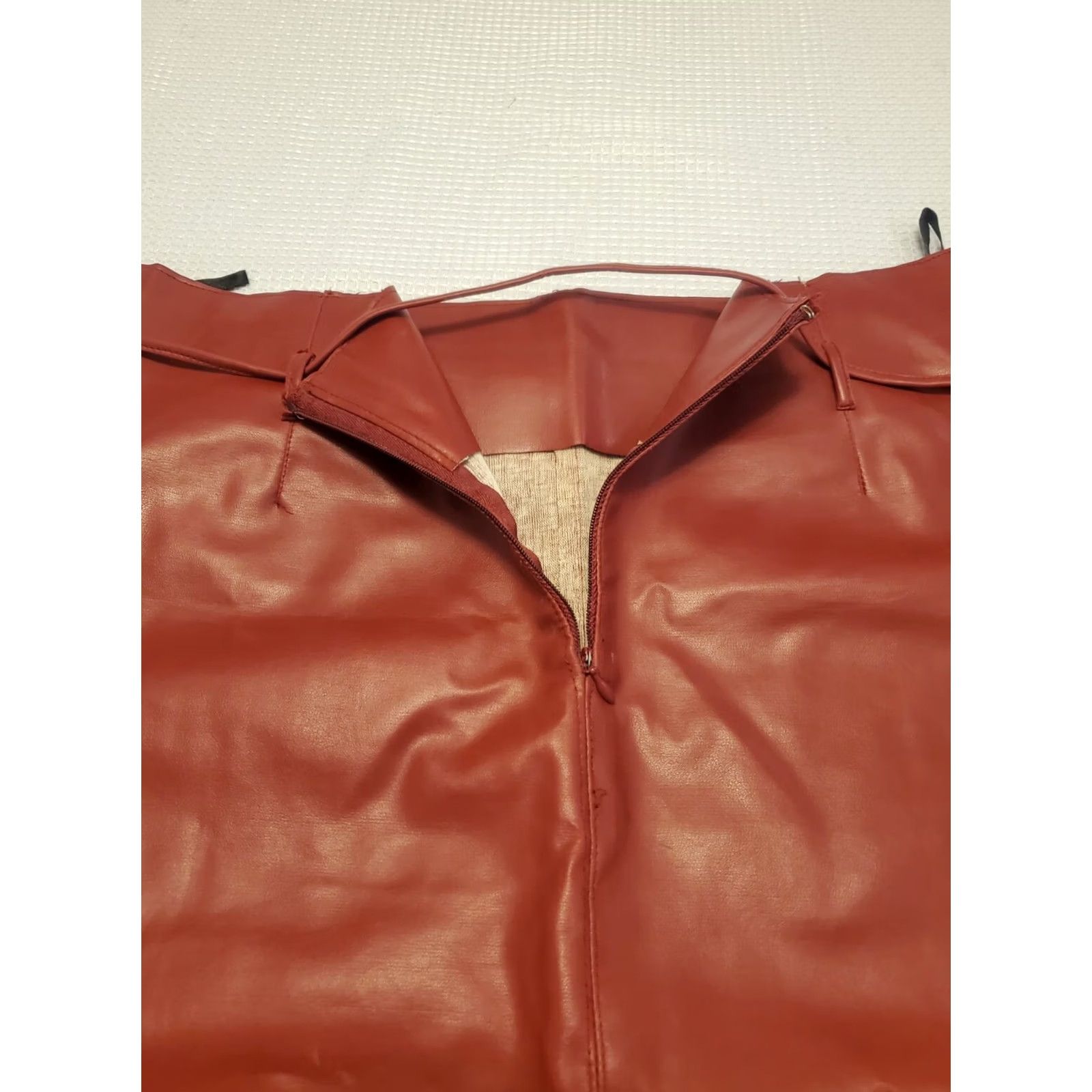 Vintage New title: Vintage Accomplice Red Knee Length Vegan Leather Skirt Junior Sz 11 Business - Style Size 32" / US 10 / IT 46 - 6 Thumbnail