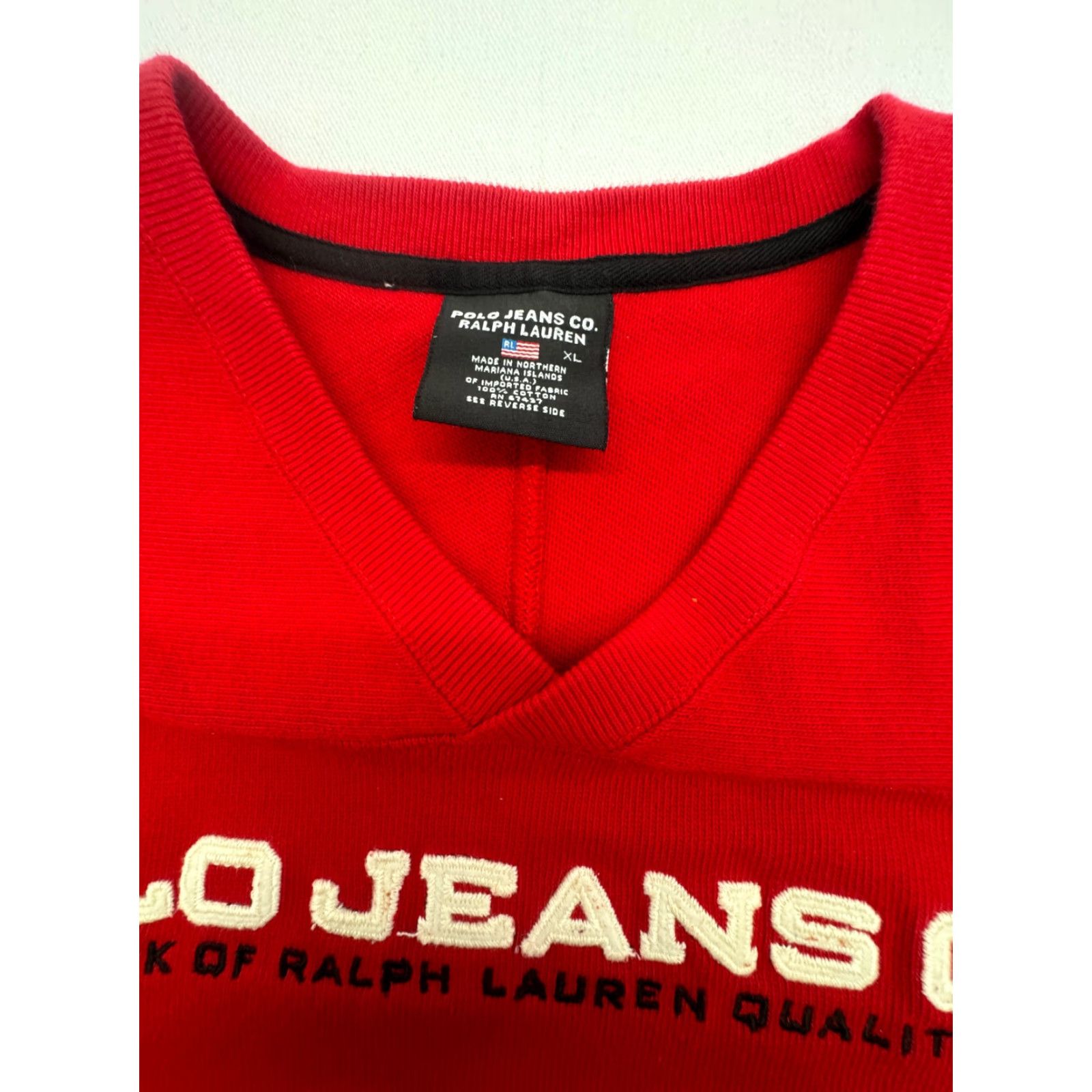 Polo Ralph Lauren VINTAGE Polo Jeans Co. Embroidered Spell Out Red V-Neck Sweater Mens XL Polo Ralph Lauren Shirt Mens XL Red Embroidered 2226 90s Size US XL / EU 56 / 4 - 2 Thumbnail