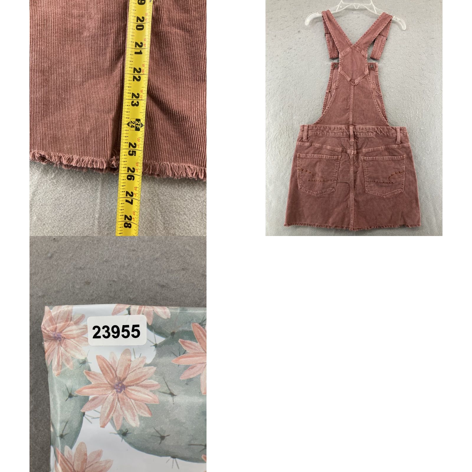 American Eagle Outfitters VINTAGE American Eagle Outfitters Overall Skirt Womens XS Pink Corduroy Casual Short Pockets Stretch Size 26" / US 2 / IT 38 - 8 Thumbnail