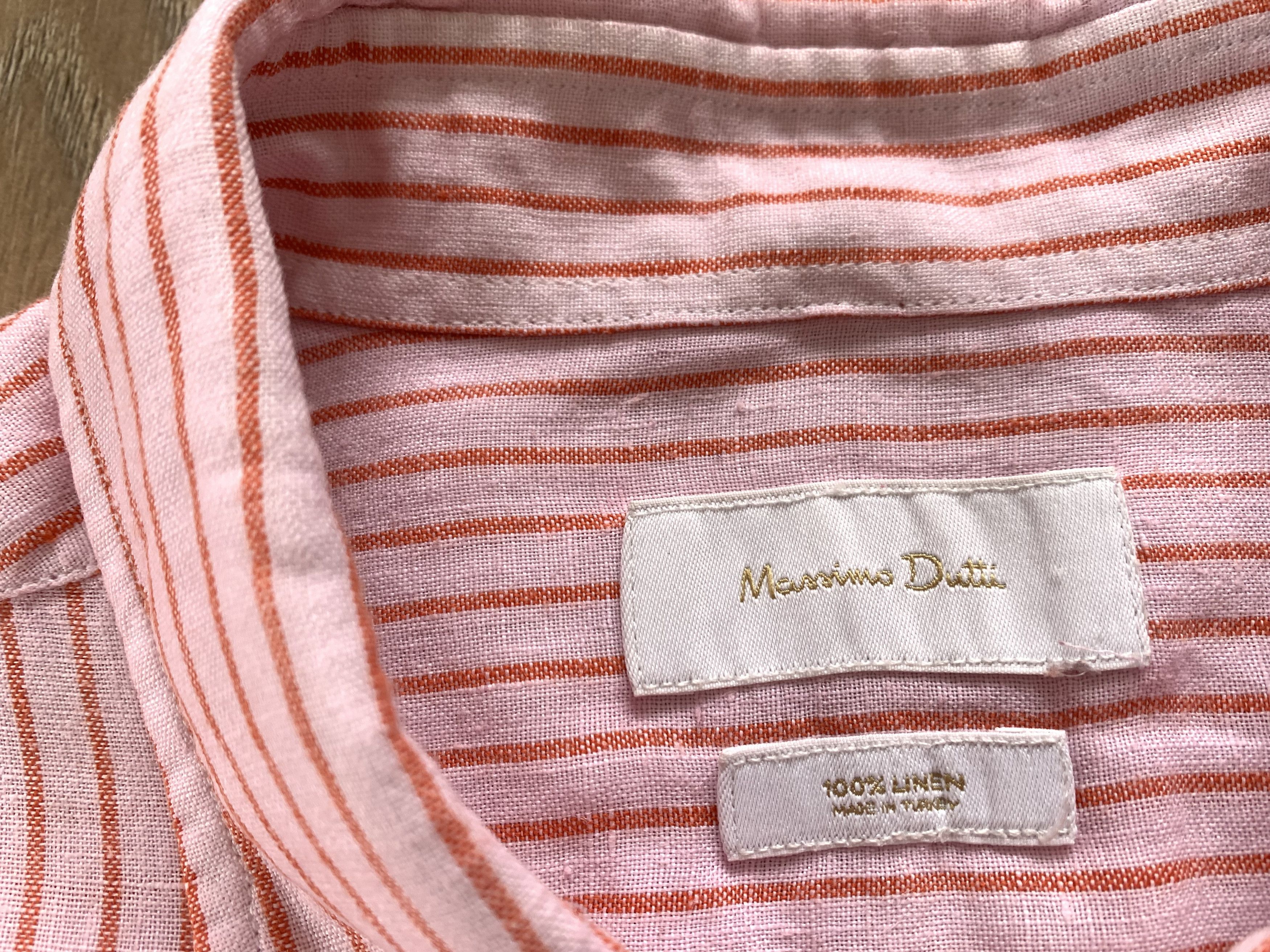 Massimo Dutti Massimo Dutti Stripe Coral Linen Long Sleeve Shirt Size US L / EU 52-54 / 3 - 5 Thumbnail