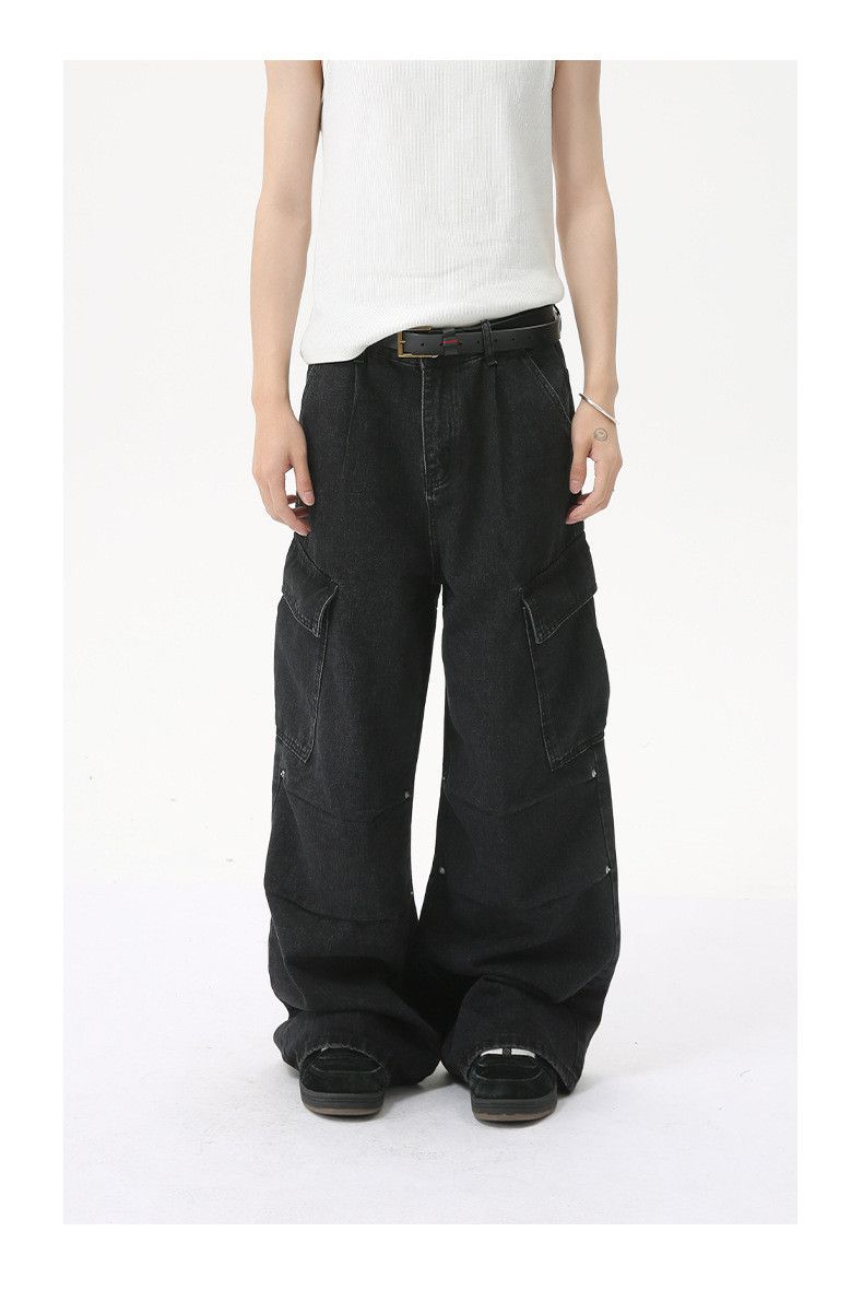 Vintage Japanese retro distressed multi-pocket straight cargo jeans Size US 32 / EU 48 - 1 Thumbnail
