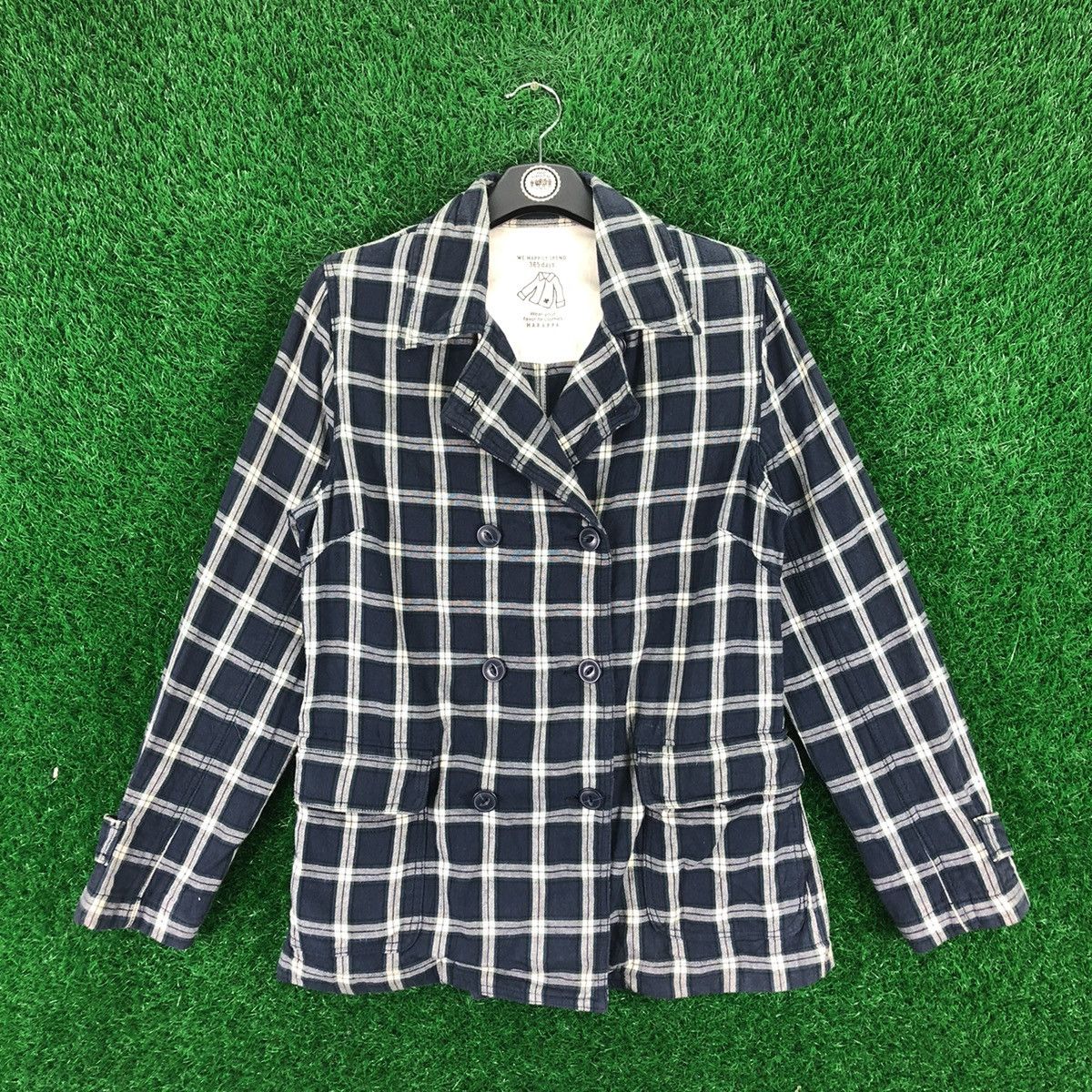Japanese Brand Vintage Double Breasted Checkered Jacket by Harappa Size S / US 4 / IT 40 - 1 Thumbnail