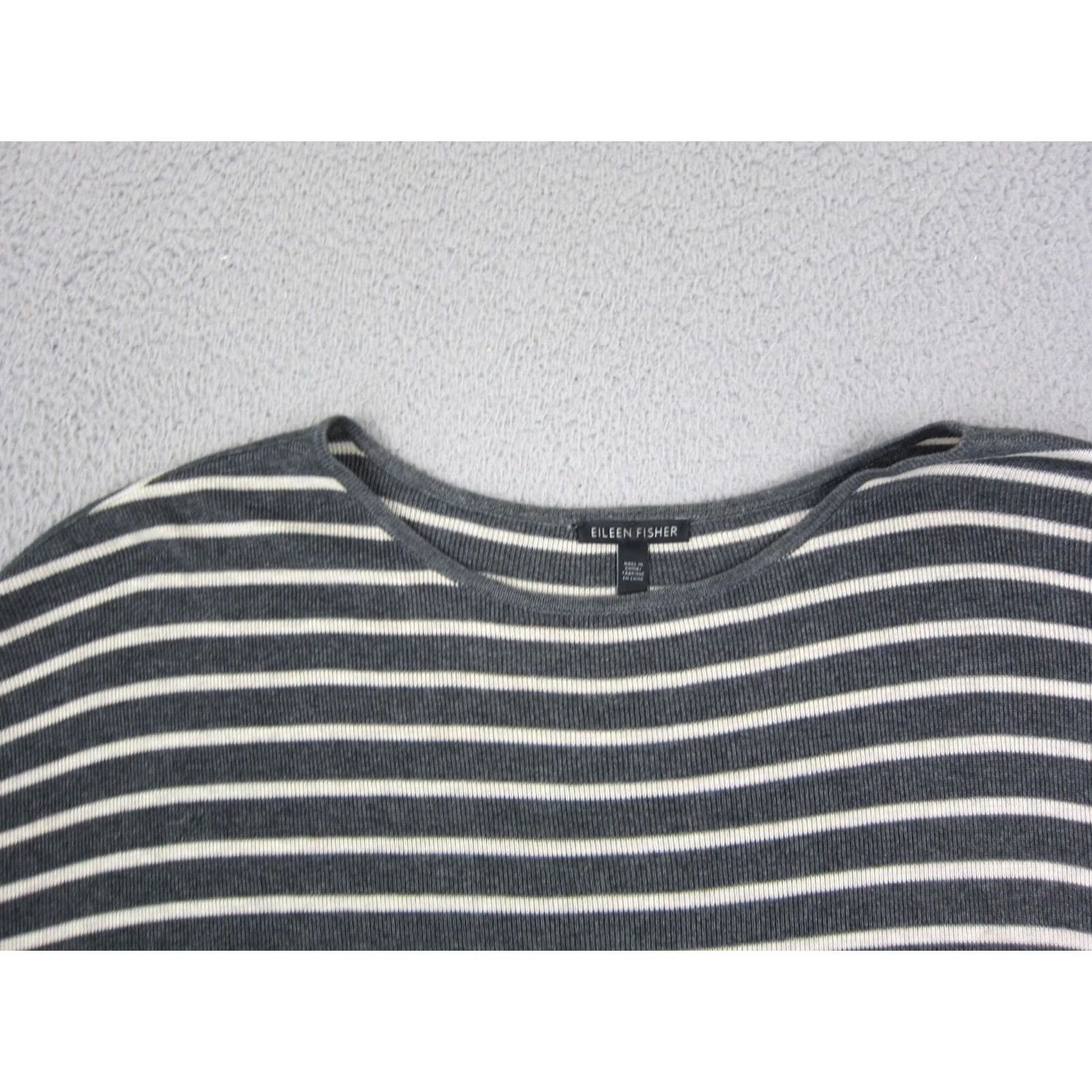 Eileen Fisher Eileen Fisher Sweater Women XL Gray White Striped Wool Blend Knit Size XL / US 12-14 / IT 48-50 - 2 Thumbnail