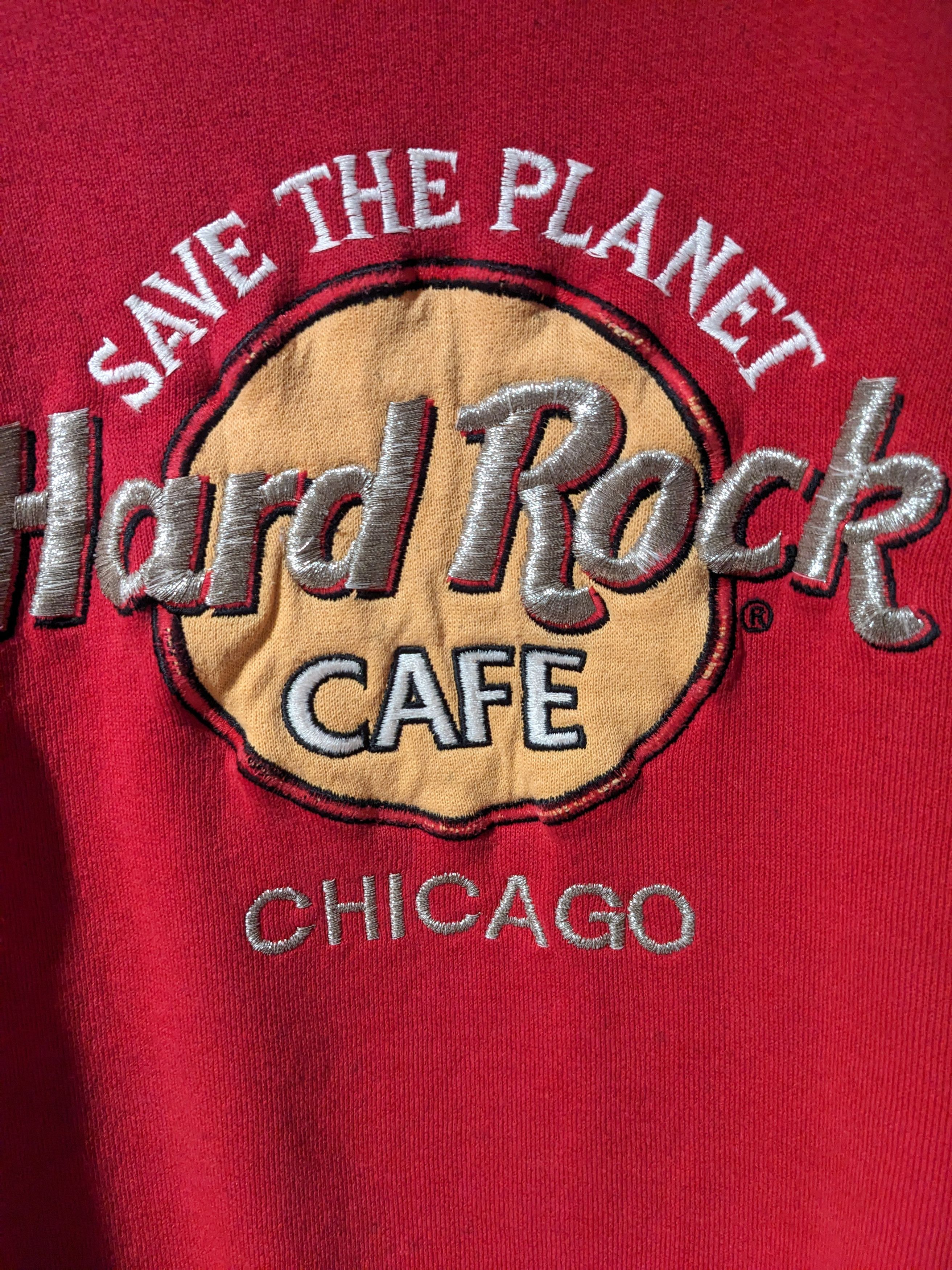 Hard Rock Cafe × Vintage Vintage 90s Hard Rock Cafe Chicago Red Medium Sweatshirt Size US M / EU 48-50 / 2 - 2 Thumbnail