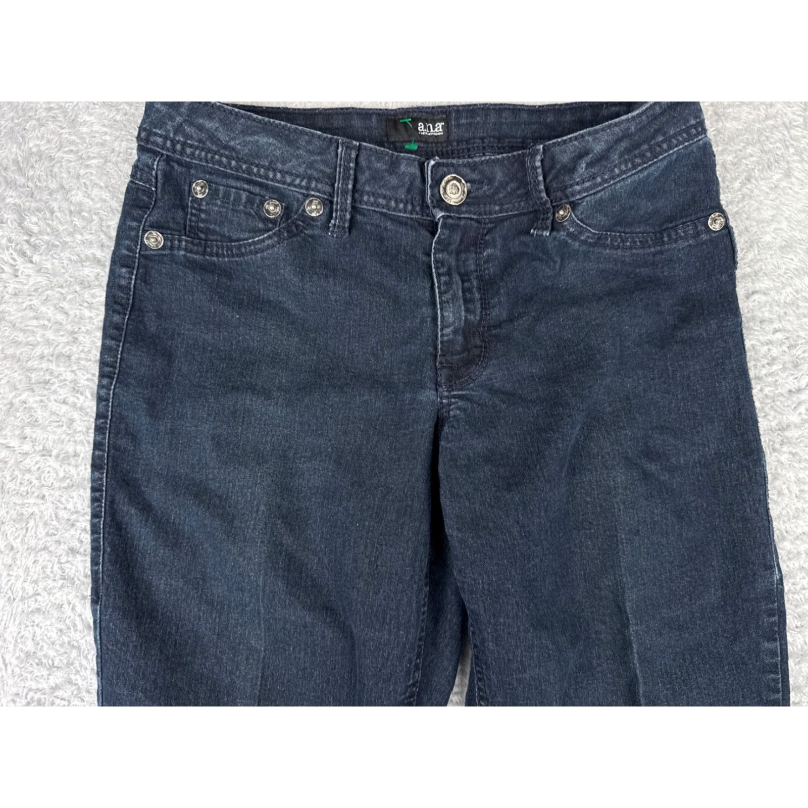 Vintage ANA Jeans Womens Jeans 6 Blue Denim Flared Low Rise Cotton Blend 30x31 Denim 5-Pocket Dark Wash Casual Womens Jeans Size 28" / US 6 / IT 42 - 4 Thumbnail