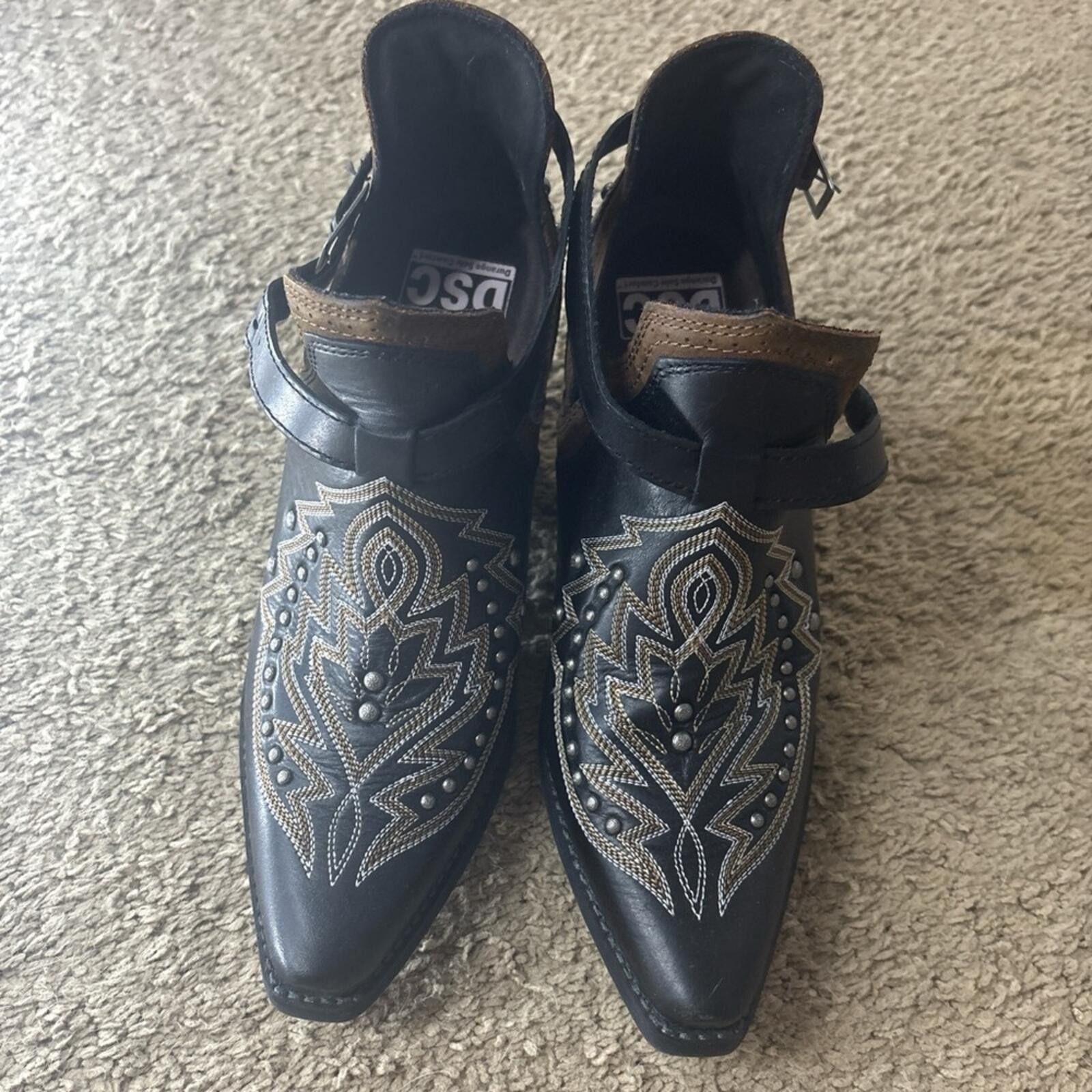Durango Durango Black and Brown Studded Western Ankle Boots Size US 8 / IT 38 - 3 Thumbnail