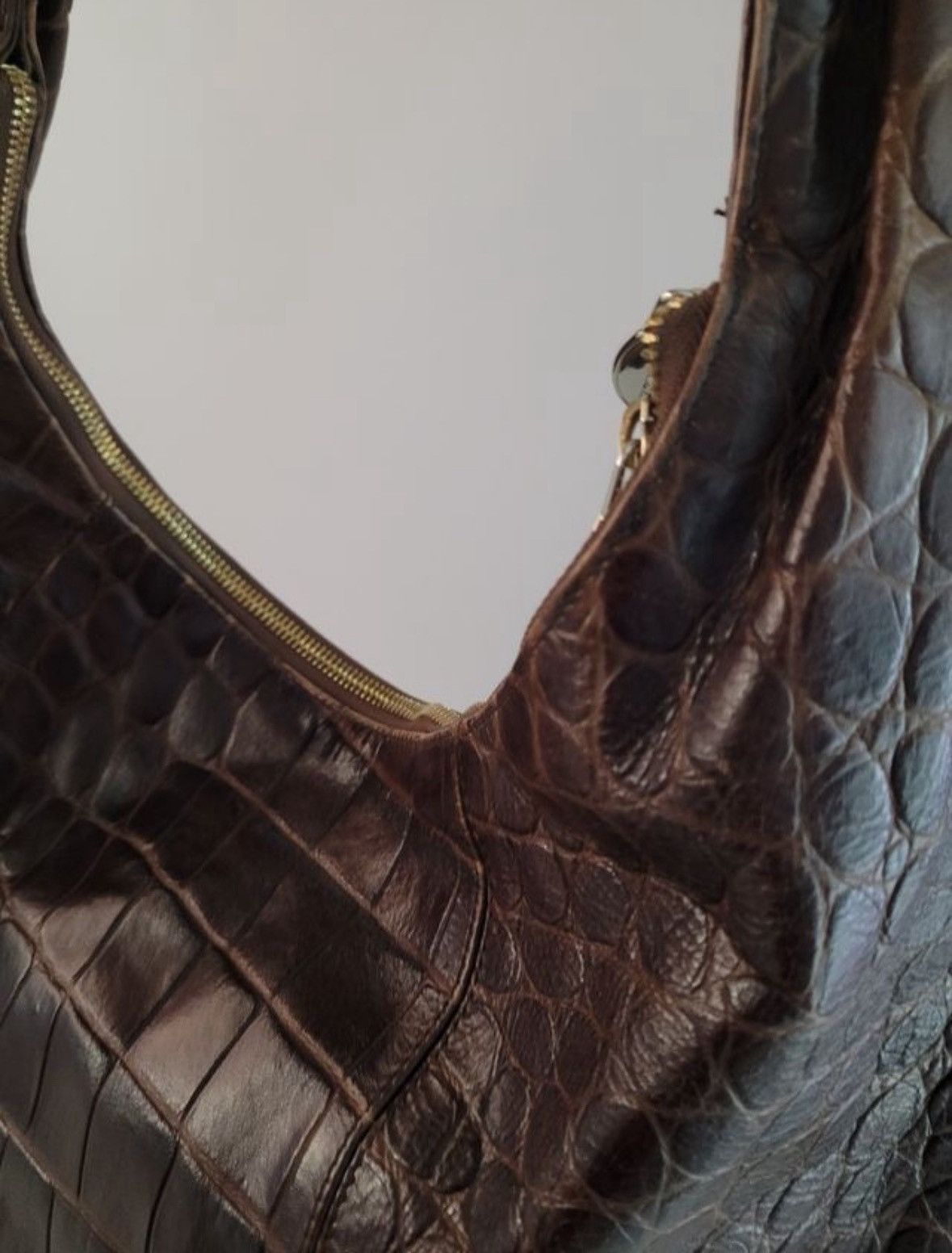Furla Furla croc leather chocolate hobo bag Size ONE SIZE - 7 Thumbnail