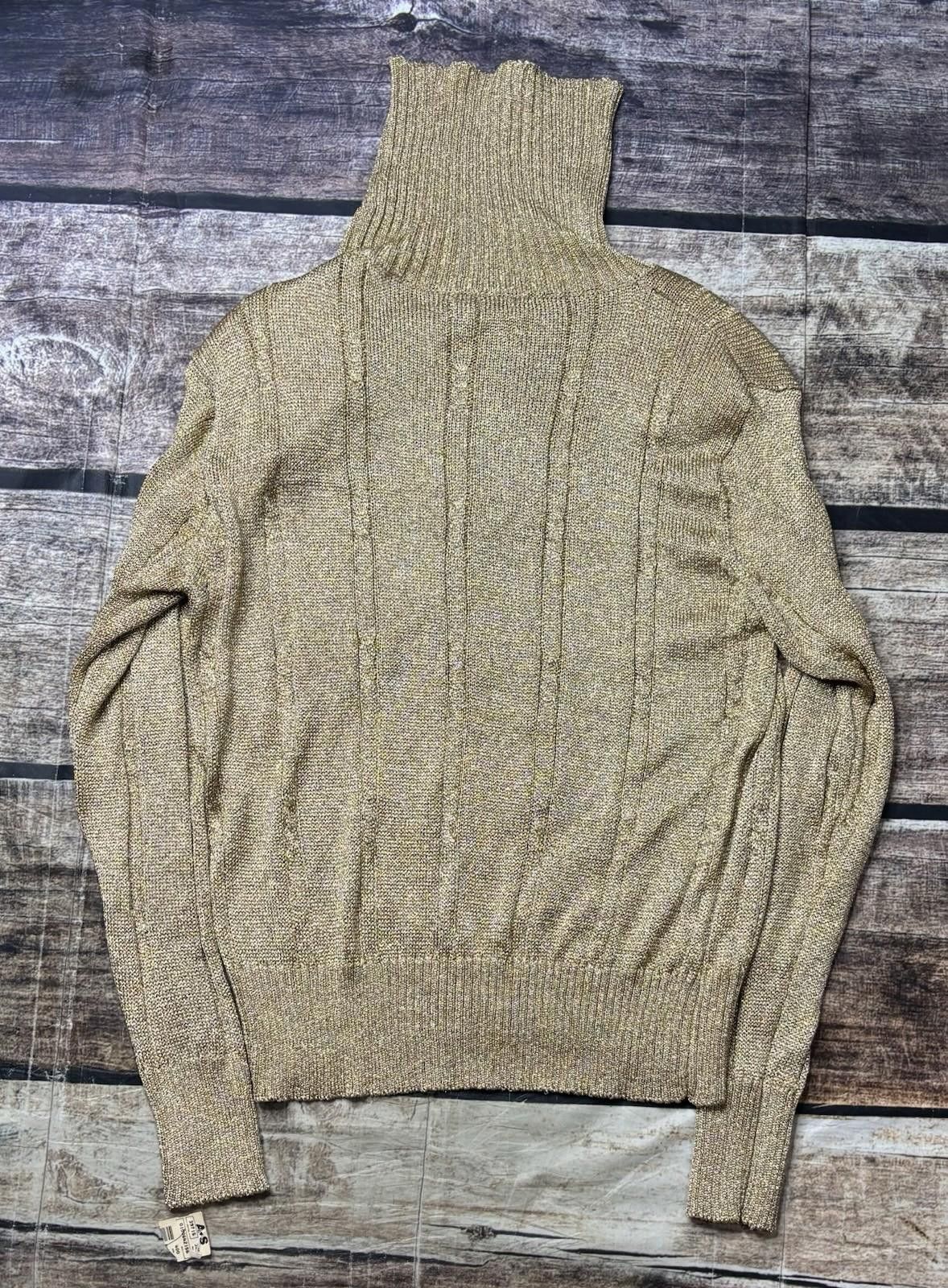 Evan Picone Evan Picone Sweater Womens Large Metallic Gold Cable Knit Size L / US 10 / IT 46 - 3 Thumbnail