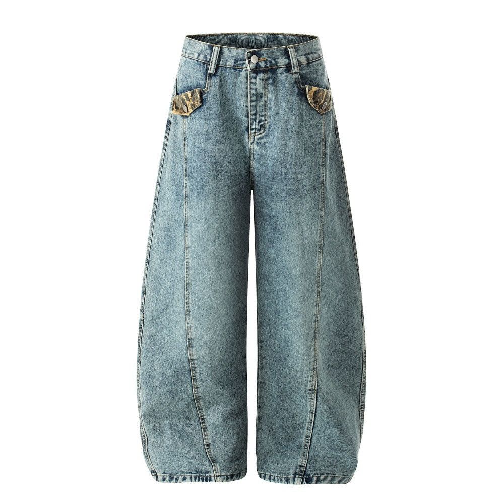 Vintage American retro washed distressed curved jeans Size US 32 / EU 48 - 1 Thumbnail