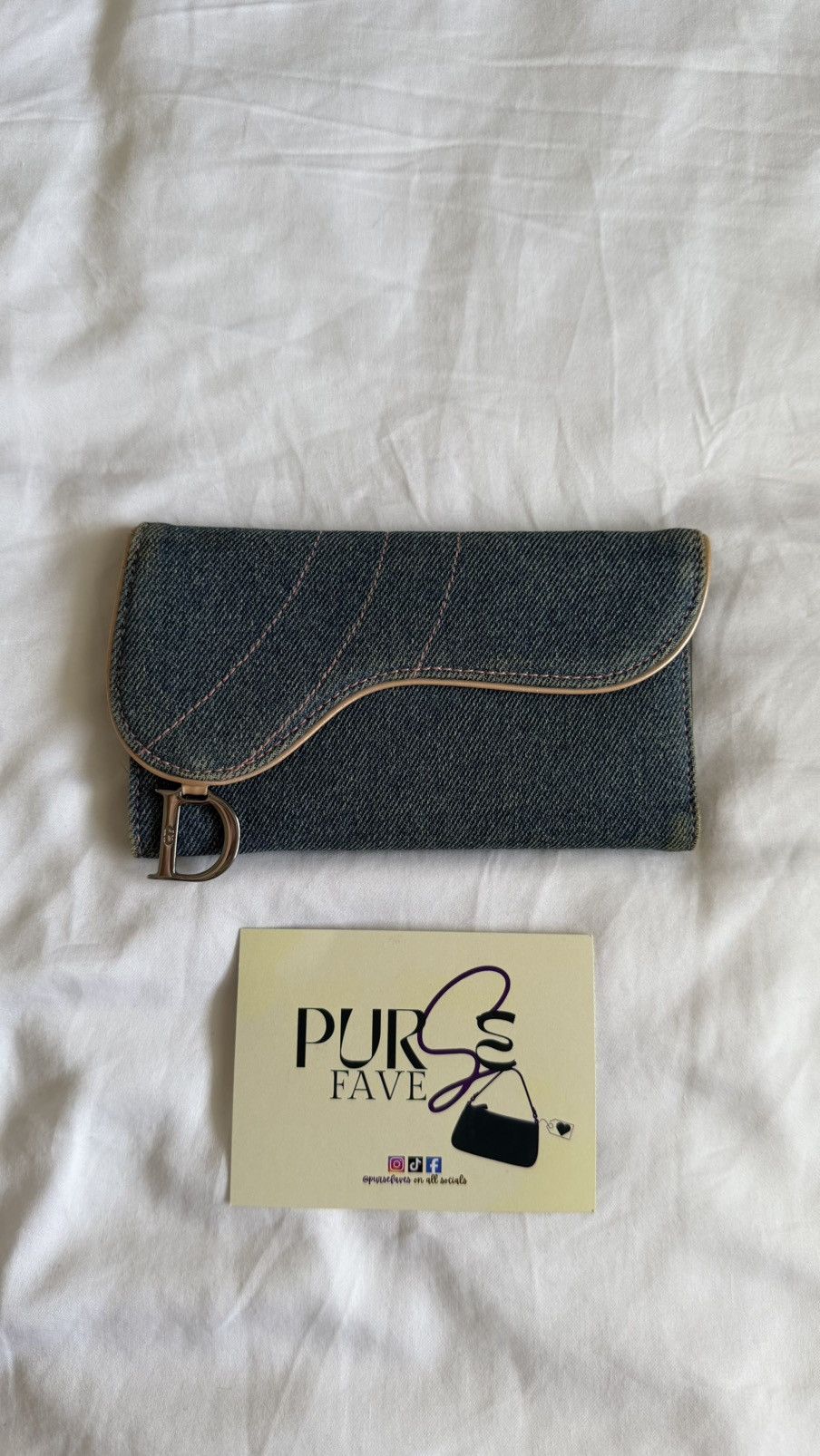Dior Christian Dior Blue Denim Saddle Trifold Wallet Size ONE SIZE - 1 Thumbnail