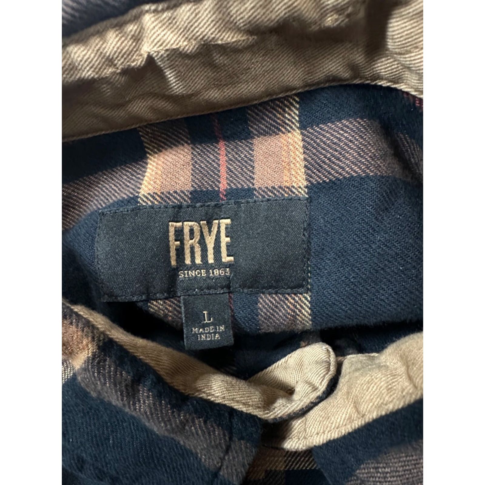 Frye Frye Mens Long Sleeve Button-Up Plaid Flannel Shirt Brown 100% Cotton Lg SZ L Size US L / EU 52-54 / 3 - 6 Thumbnail