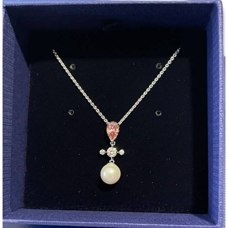 Swarovski Swarovski Perfection Silver Necklace Pink RHS Crystal Pearl Size ONE SIZE - 2 Thumbnail