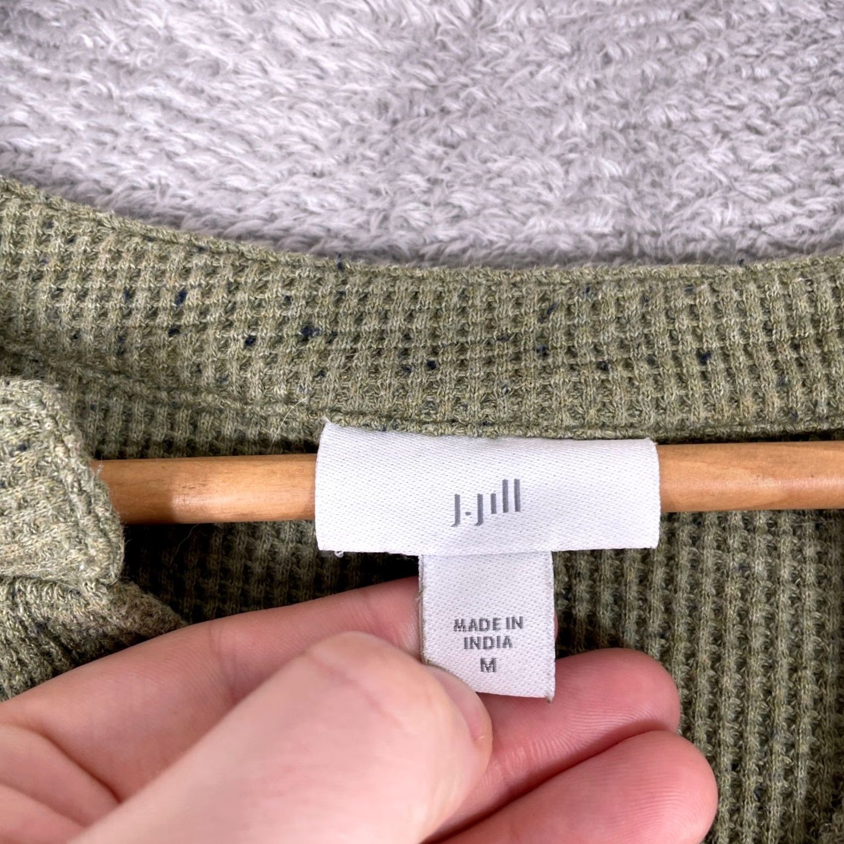 J. Jill J Jill Dress Womens M Green Waffle Knit Thermal Long Sleeve Pockets Mini Size M / US 6-8 / IT 42-44 - 4 Thumbnail