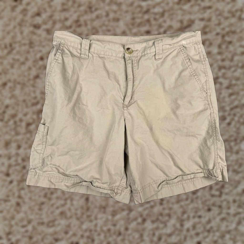 Vintage Columbia Men’s Cargo Shorts Beige 34x8 100% Cotton Chino Flat Front 8 Inseam Regular Rise Zip Pocket Logo Casual Summer Spring Fall Winter Vintage: No Size US 34 / EU 50 - 1 Thumbnail