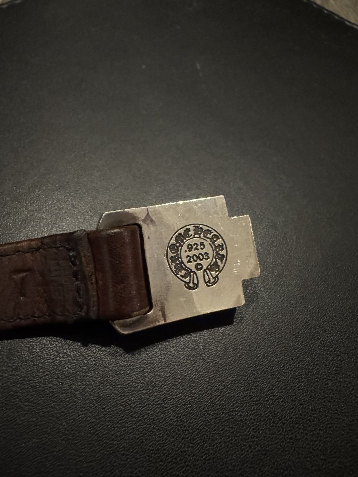 Chrome Hearts Chrome Hearts Brown Leather Harness Clasp Bracelet Silver Size ONE SIZE - 6 Thumbnail