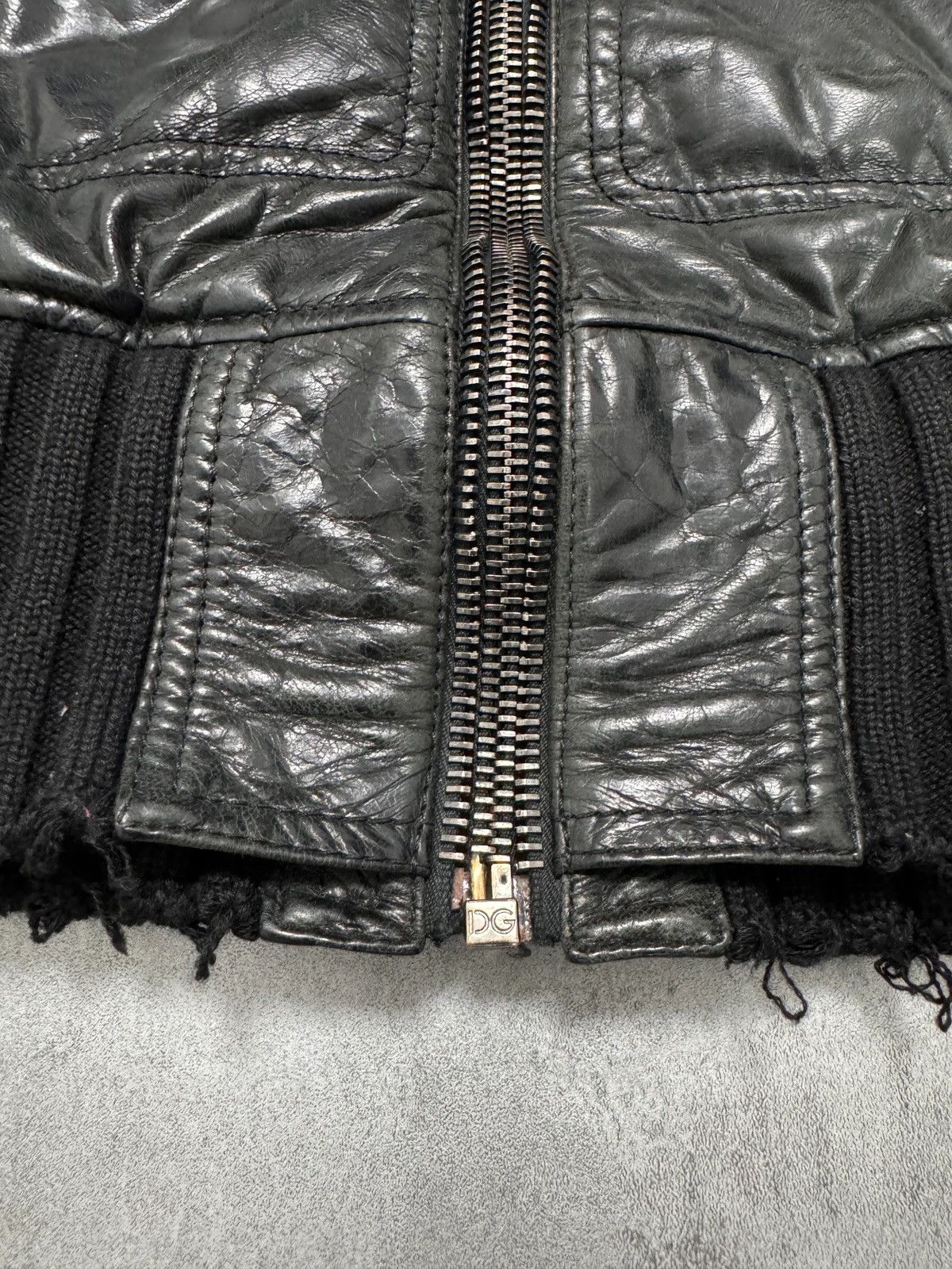Dolce & Gabbana 00’s Dolce & Gabbana Distressed Wool Pocket Leather Jacket Size US M / EU 48-50 / 2 - 5 Thumbnail