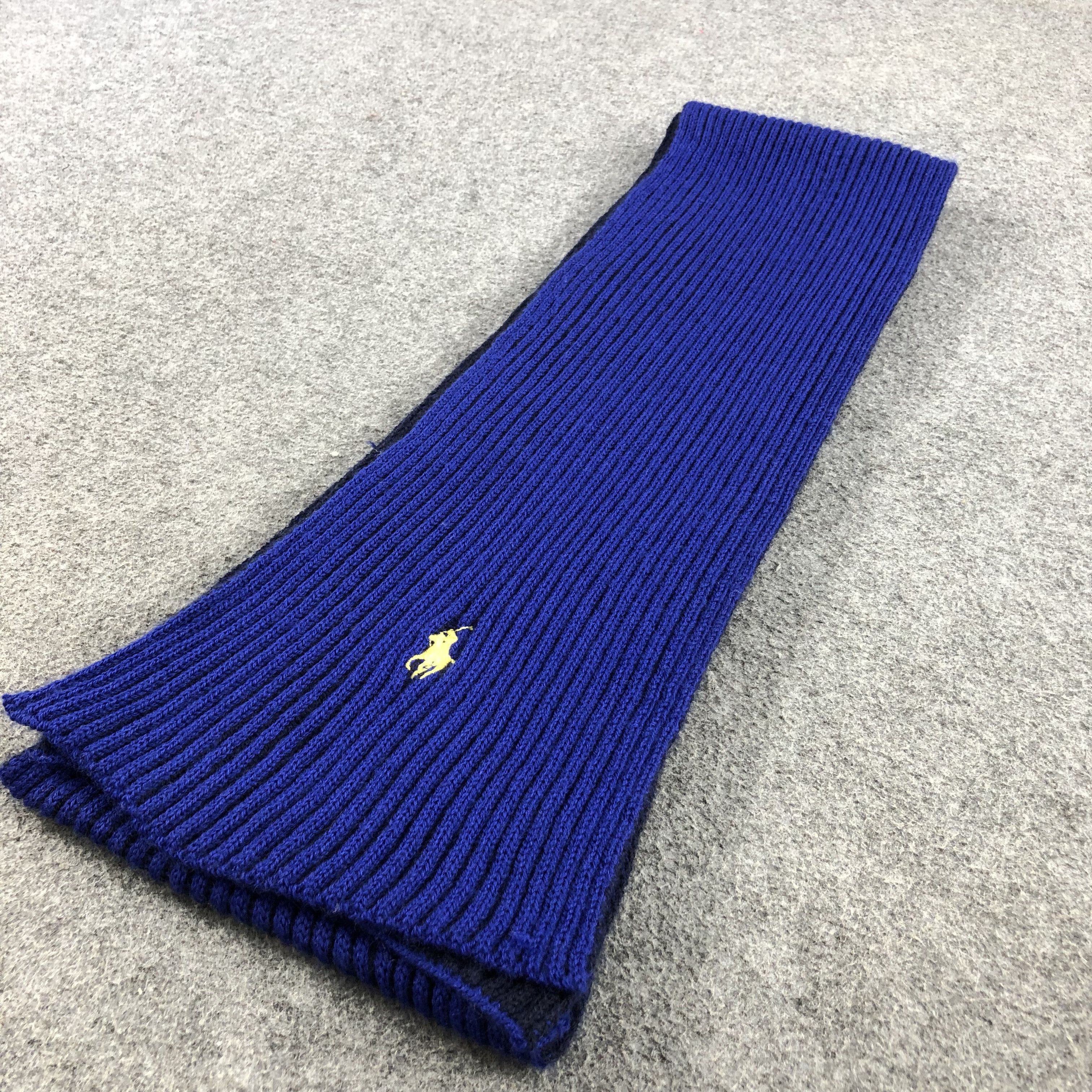 Polo Ralph Lauren Polo Ralph Lauren Blue Ribbed Wool Scarf Muffler V634 Size ONE SIZE - 3 Thumbnail