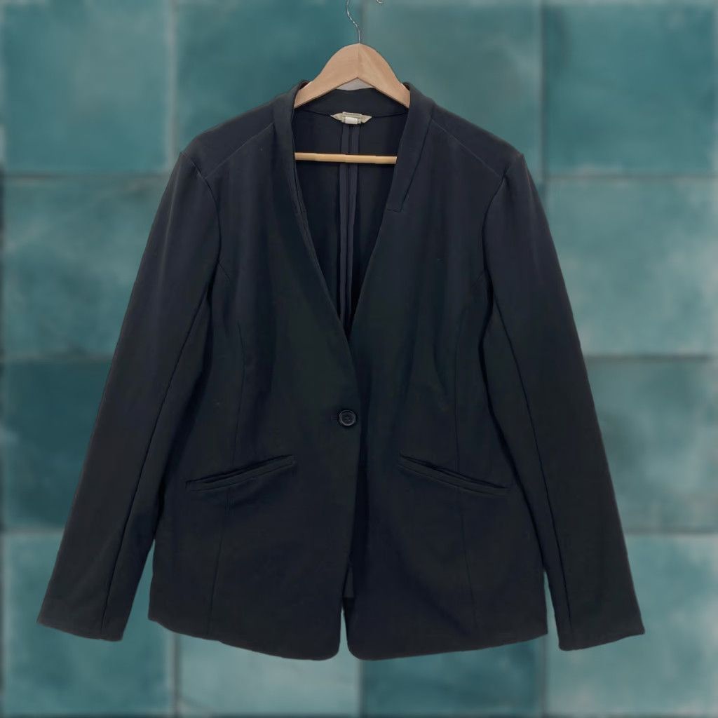Duluth Trading Company Duluth Ponte Pro Blazer Womens 16 Black One Button Stretch Knit Work Jacket Hike Size XXL / US 16-18 / IT 52-54 - 1 Thumbnail