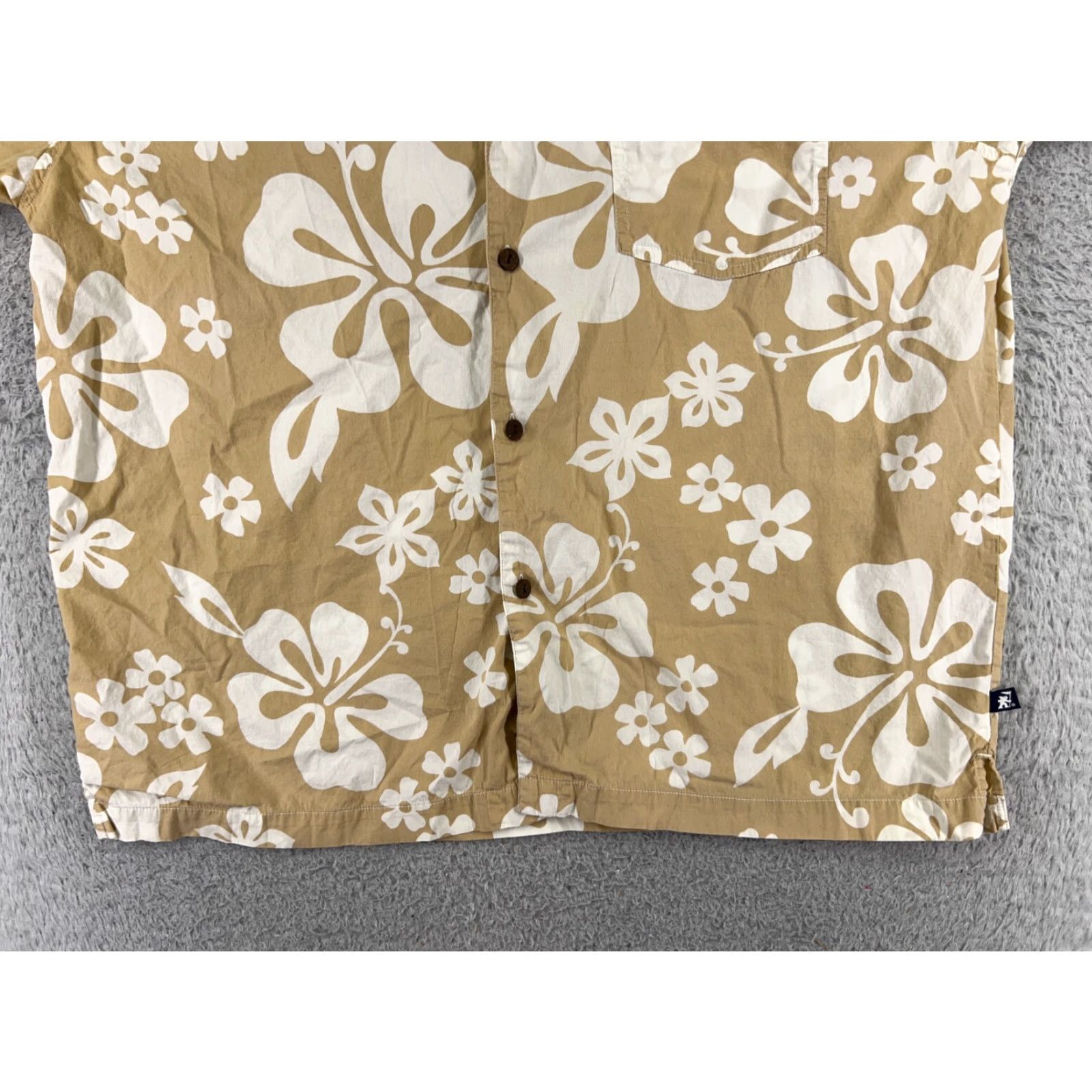 Gotcha GOTCHA SPORT Shirt Adult XL Beige White Floral Hawaiian 100% Cotton Button-Up Short Sleeve Casual Surf Vacation Aloha Beach Mens Size US XL / EU 56 / 4 - 5 Thumbnail