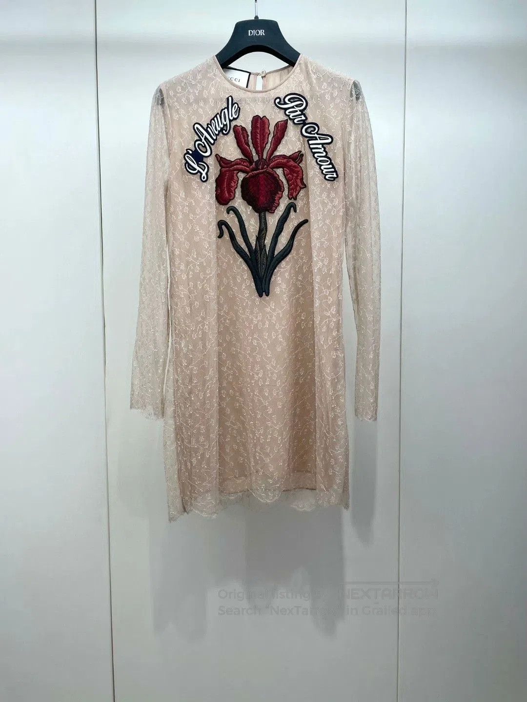 Gucci Gucci Nude Pink Embroidered Lace Dress. Size M / US 6-8 / IT 42-44 - 1 Thumbnail
