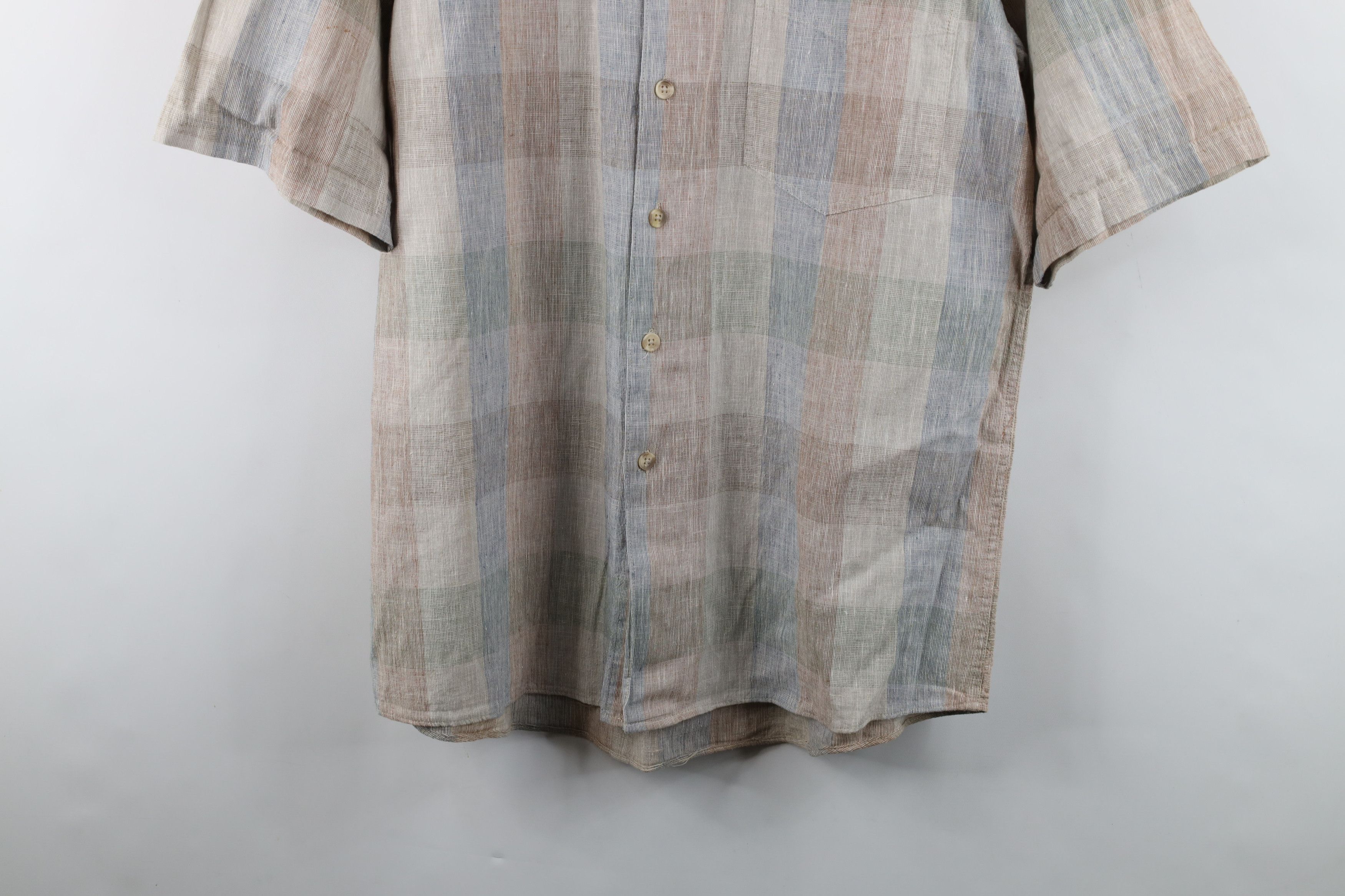 Vintage Vintage 90s Streetwear Checkered Linen Baggy Button Shirt Size US M / EU 48-50 / 2 - 3 Thumbnail