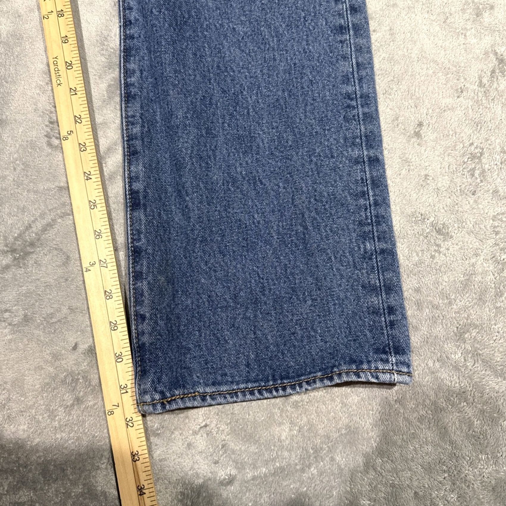 Levi's Levi's 501 Jeans Mens 38x32 Blue Straight Button Fly Denim Logo Workwear Regular Fit Pants Size US 38 / EU 54 - 3 Thumbnail