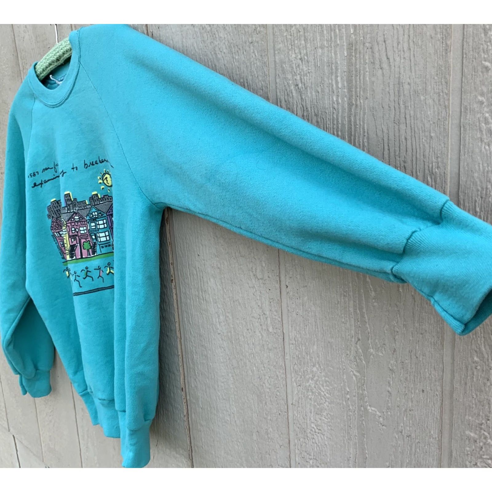 Anvil VINTAGE San Francisco Examiner bay to breakers Raglan Sweatshirt M 80s Blue Graphic Print Unisex Adults Sweatshirt Short Description: None Size US M / EU 48-50 / 2 - 5 Thumbnail