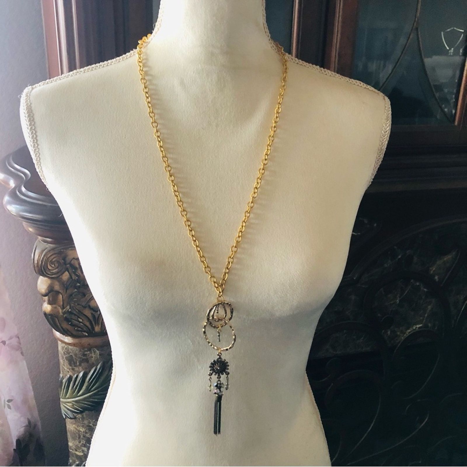 Handmade Handcrafted repurpose dangle tassel necklace Size ONE SIZE - 2 Thumbnail