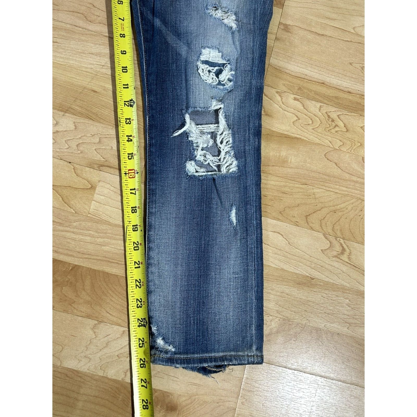 True Religion Womens True Religion Jeans Straight Mid Rise Distressed Blue Size 26 Size 26" / US 2 / IT 38 - 3 Thumbnail