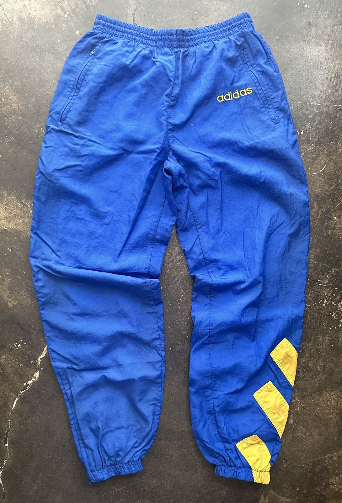 Vintage Adidas Blue & Gold Nylon Jogger Trackpants