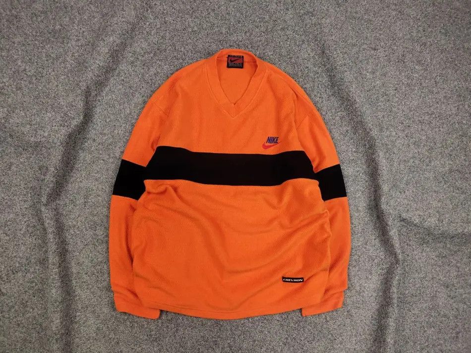 Rare Vintage 80's Nike Logo Premier Orange Pullover Fleece