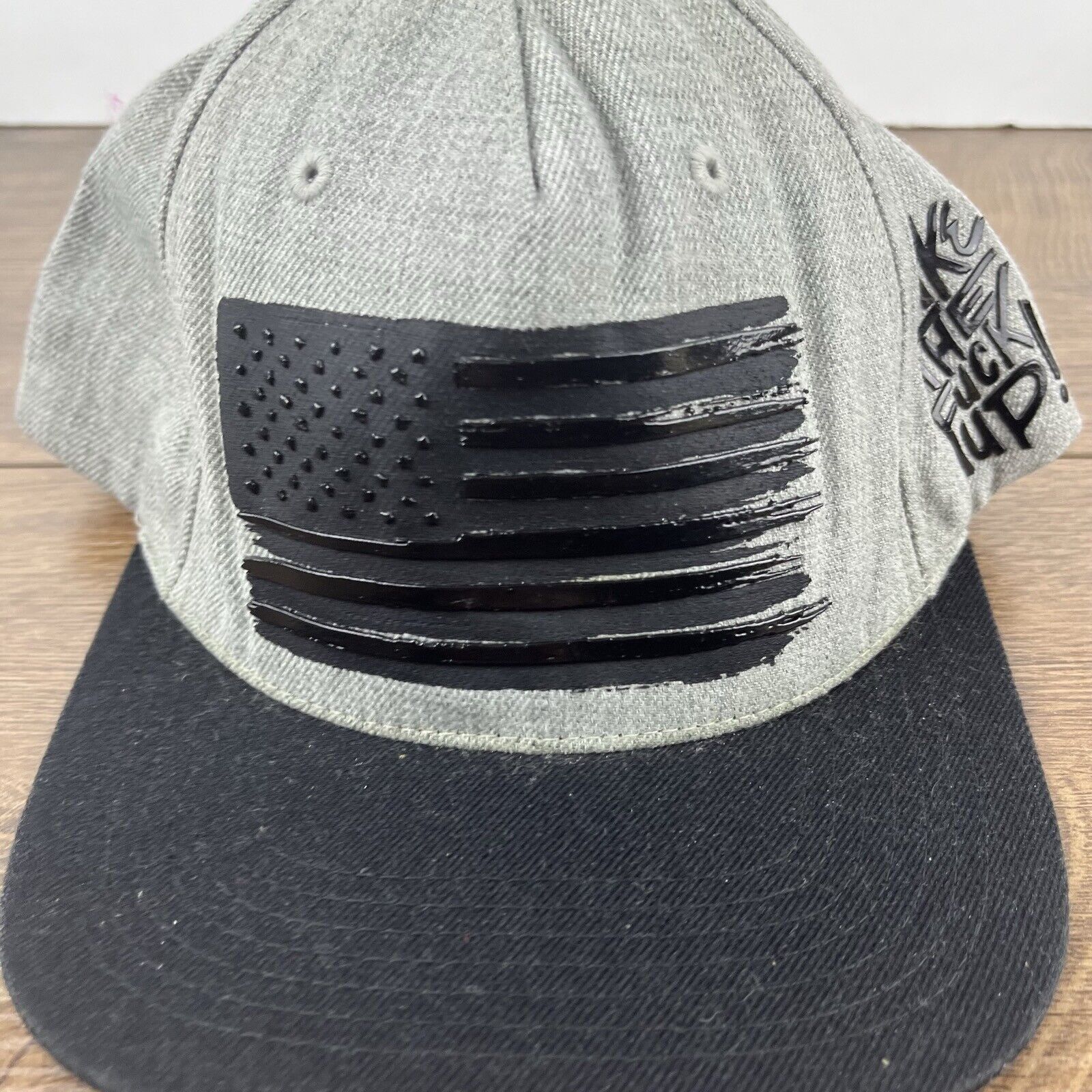 Other Wake the F Up Hat American Flag Snapback Hat Gray Adjustable Size ONE SIZE - 7 Thumbnail