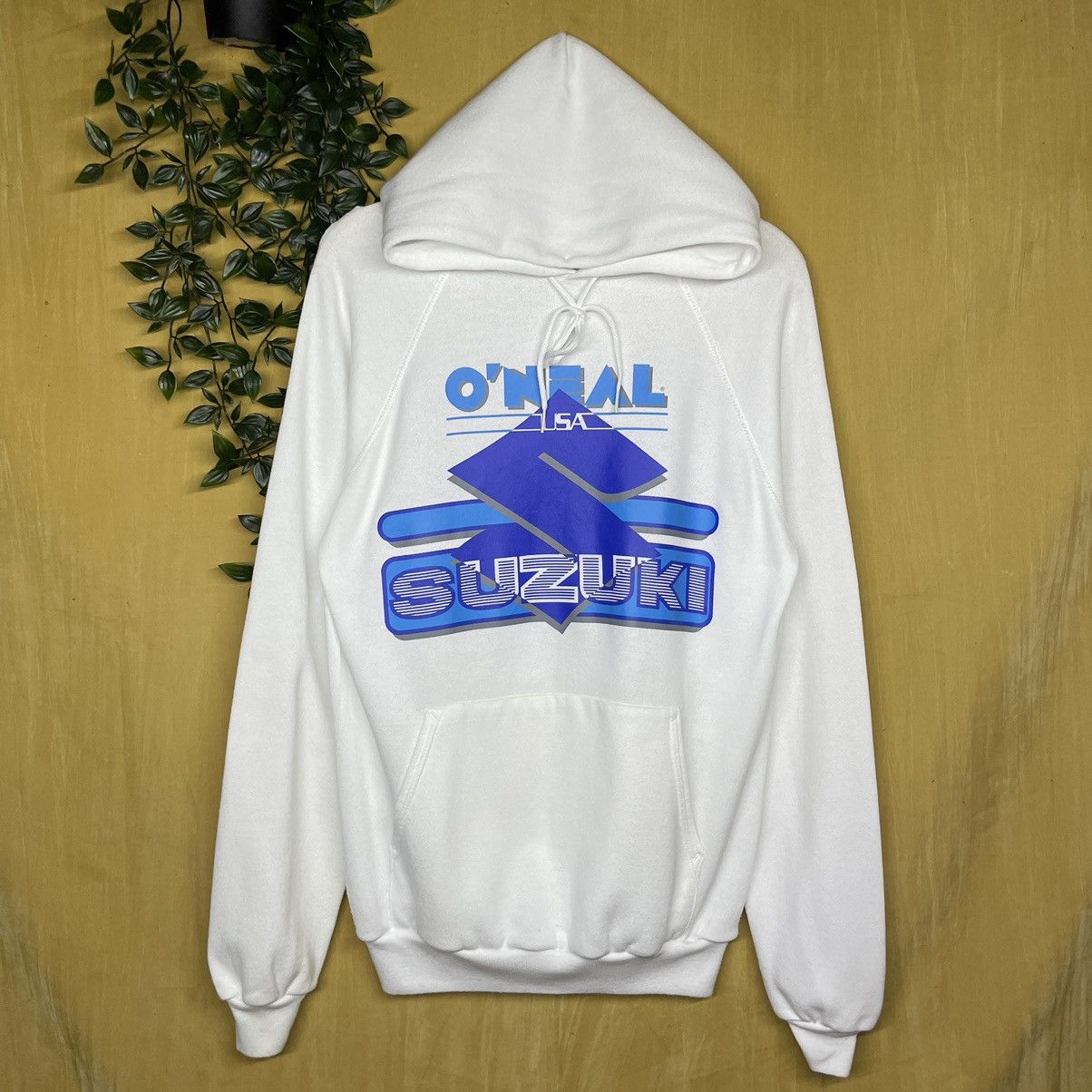 image of Hanes x Racing Og 80's O’Neal Usa Suzuki Hoodie in White, Men's (Size Medium)