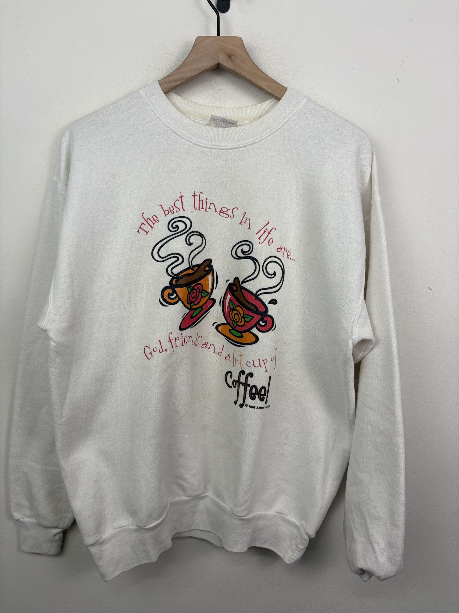 Hanes × Vintage Vintage 90's "The Best Things In Life Are God,Friends, And A Hot Cup Of Coffee Size US M / EU 48-50 / 2 - 1 Thumbnail