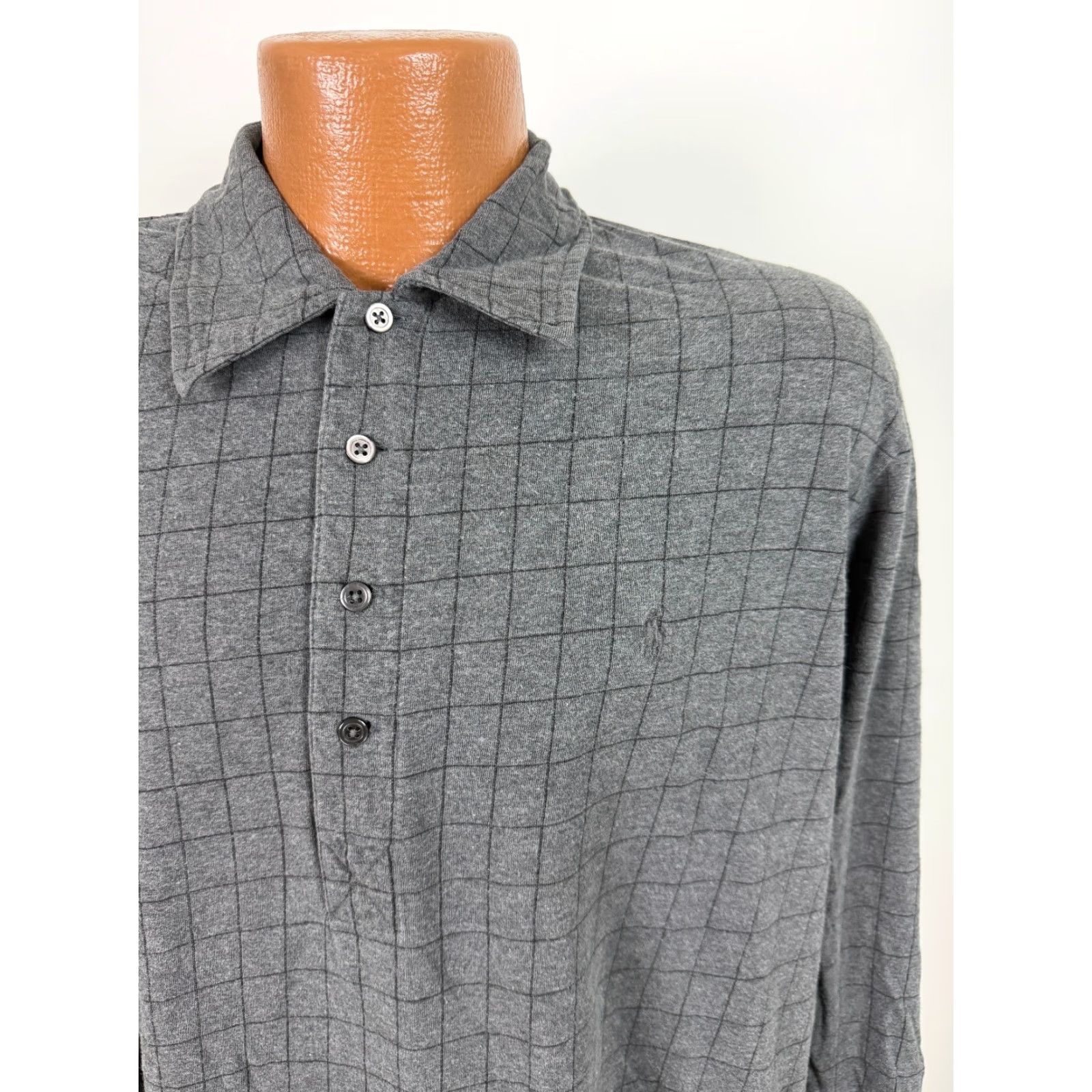Polo Ralph Lauren VINTAGE Polo Ralph Lauren Polo Shirt Men L Gray Minimal Windowpane Check 90s Logo C POLO Mens Large Gray Size US L / EU 52-54 / 3 - 3 Thumbnail