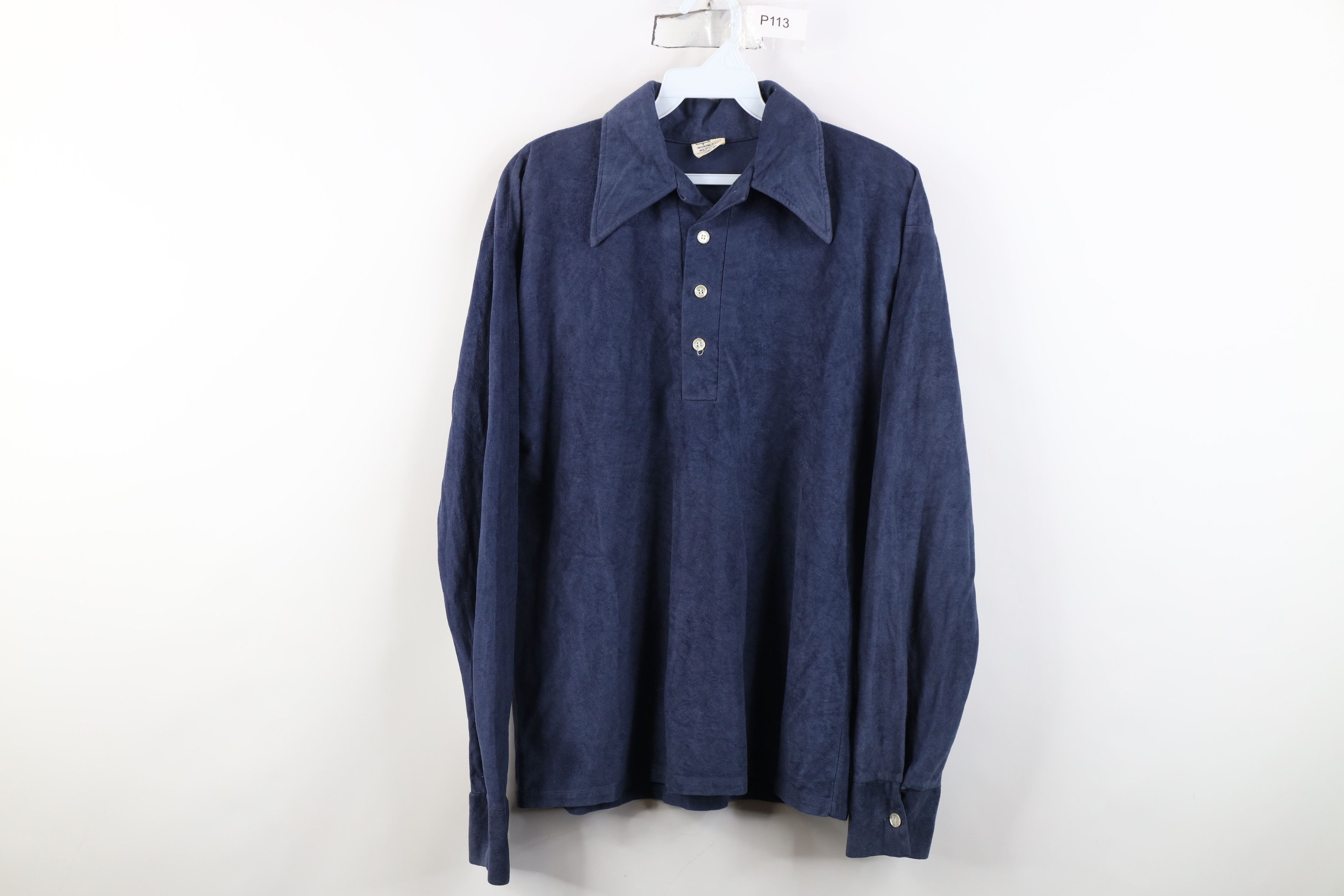 Other Vintage 70s Streetwear Collar Long Sleeve Polo Blue USA Size US M / EU 48-50 / 2 - 1 Thumbnail