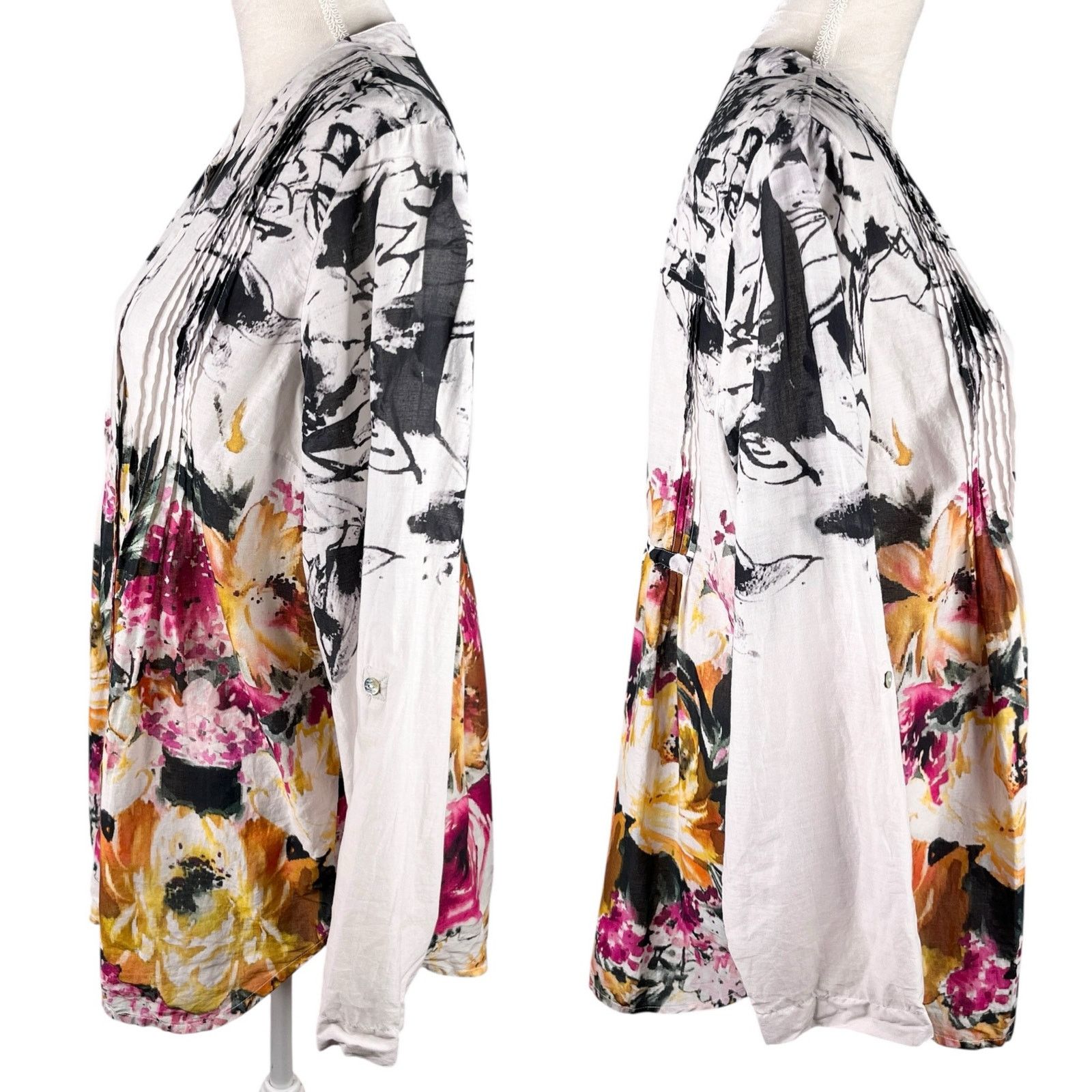 Other Soft Surroundings Champs De Fleur Floral Shirt L Button Down Size L / US 10 / IT 46 - 5 Thumbnail
