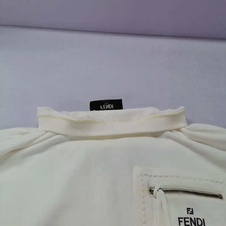 Fendi Fendi SS23 White Logo Knit Long Sleeve Sweatshirt -2508 Size L / US 10 / IT 46 - 6 Thumbnail