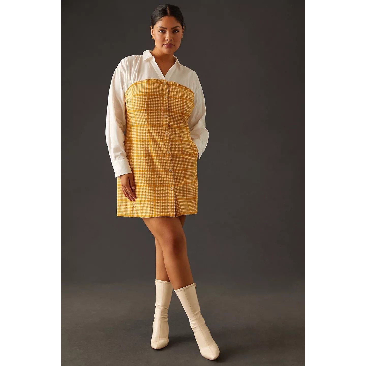 Anthropologie New Anthropologie Maeve Knit Twofer Mini Dress $170 Gold Size XXL / US 16-18 / IT 52-54 - 4 Thumbnail