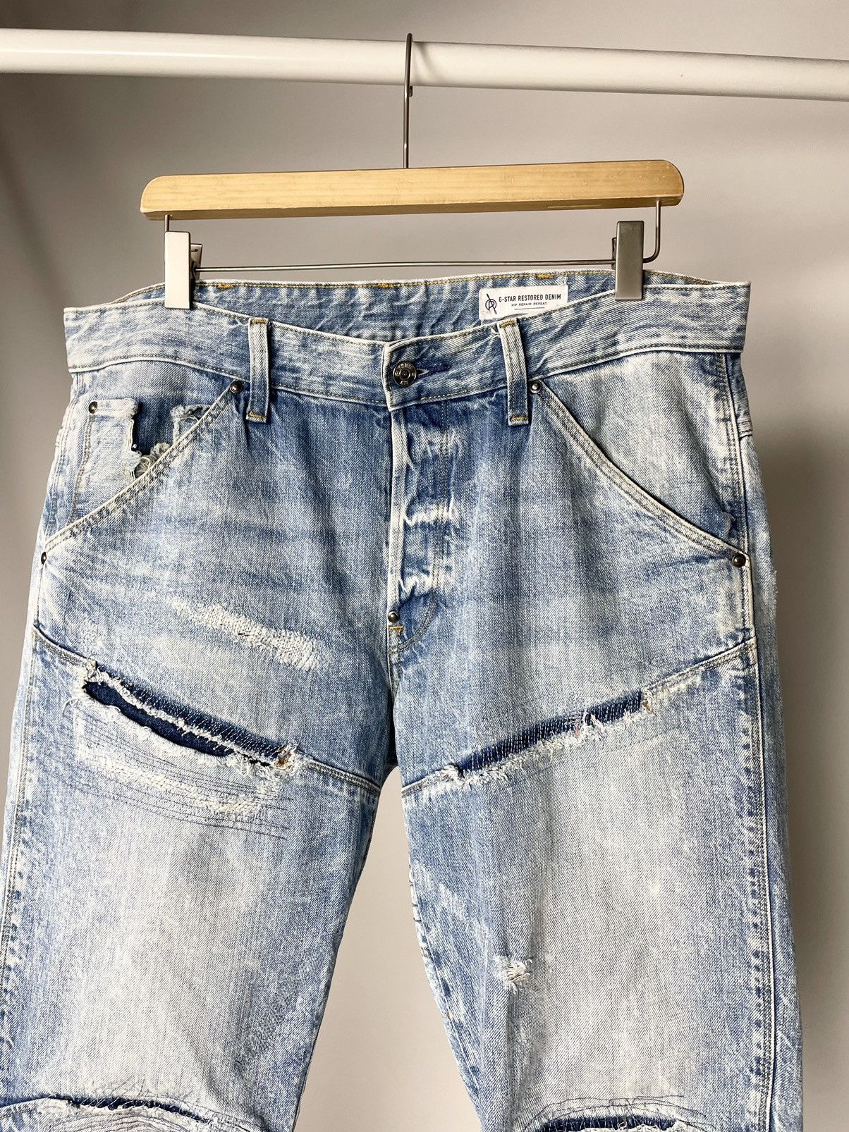 G-Star G-Star RAW 5620 3D Tapered Distressed Skinny Denim Jeans Size US 34 / EU 50 - 6 Thumbnail
