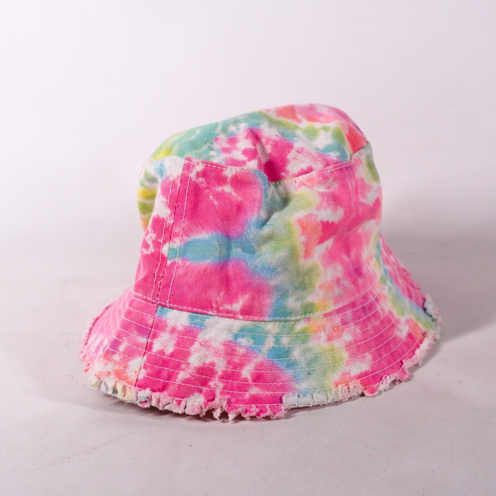 Pink Rainbow Swirl Colorful Tie Dye Bucket Hat Hippy Hippie Cap Size ONE SIZE - 2 Thumbnail