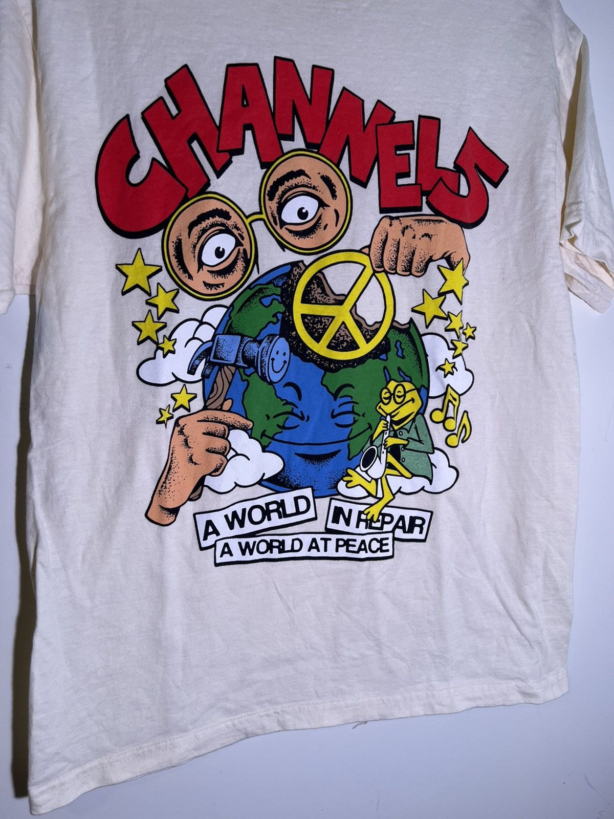 Vintage Channel 5 A World In Repair At Peace Retro Streetwear Shirt Size US M / EU 48-50 / 2 - 5 Thumbnail