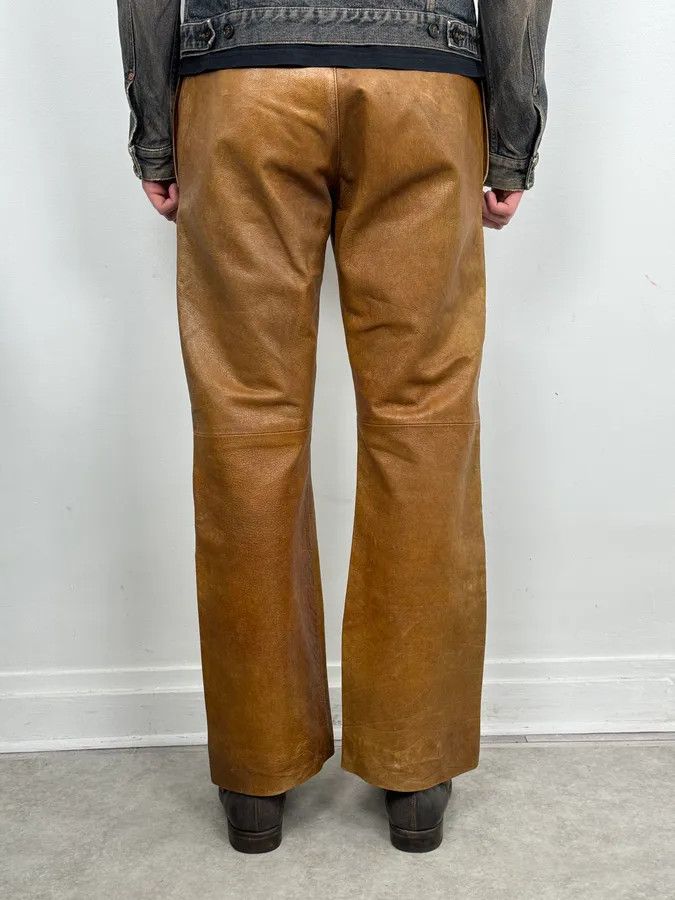 Emporio Armani 1990s Emporio Armani Cognac Silk-Lined Leather Pants Size US 32 / EU 48 - 3 Thumbnail