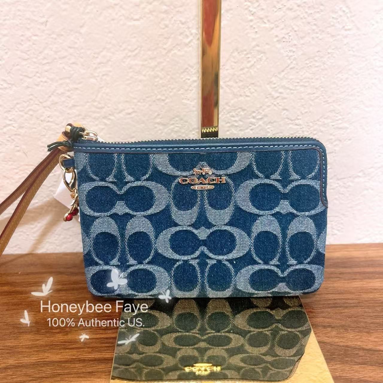 Coach Corner Zip Wristlet In Signature Denim CZ452 Size ONE SIZE - 1 Thumbnail