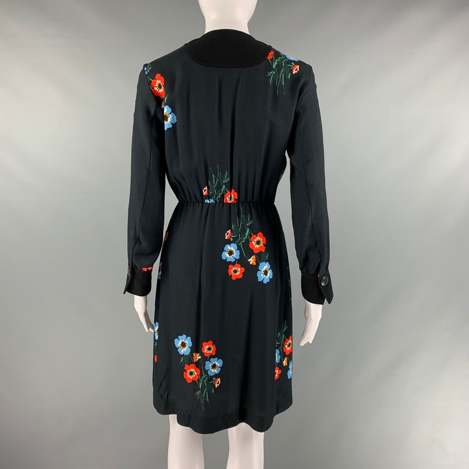 Sonia Rykiel SONIA RYKIEL Black Multi-Color Viscose Floral Snaps Dress Size S / US 4 / IT 40 - 4 Thumbnail