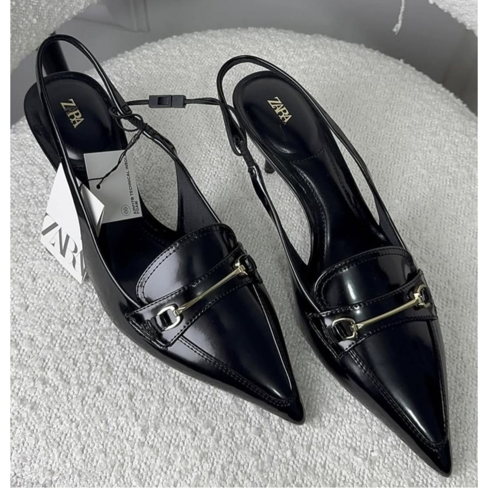Zara ZARA Black Embellished Slingbacks NWT Size US 10 / IT 40 - 9 Thumbnail