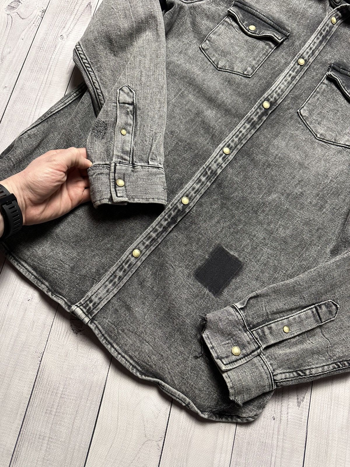 Allsaints × Vintage Vintage Allsaints denim shirt distressed size M grey rare Size US M / EU 48-50 / 2 - 7 Thumbnail