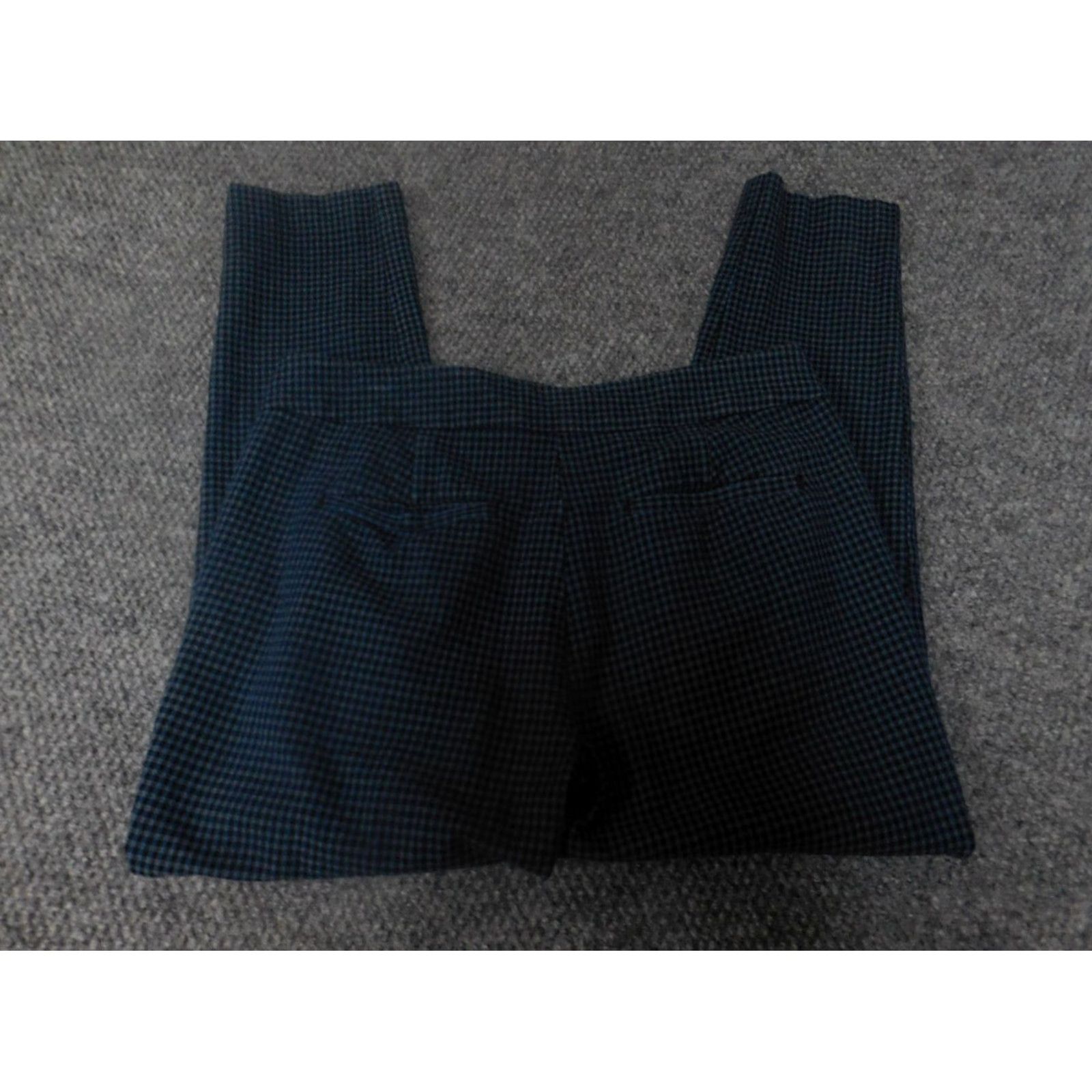 Ann Taylor VINTAGE? Loft Womens Pants 6 Blue Marisa Straight Plaid Chino Stretch Casual Regular Size 28" / US 6 / IT 42 - 6 Thumbnail